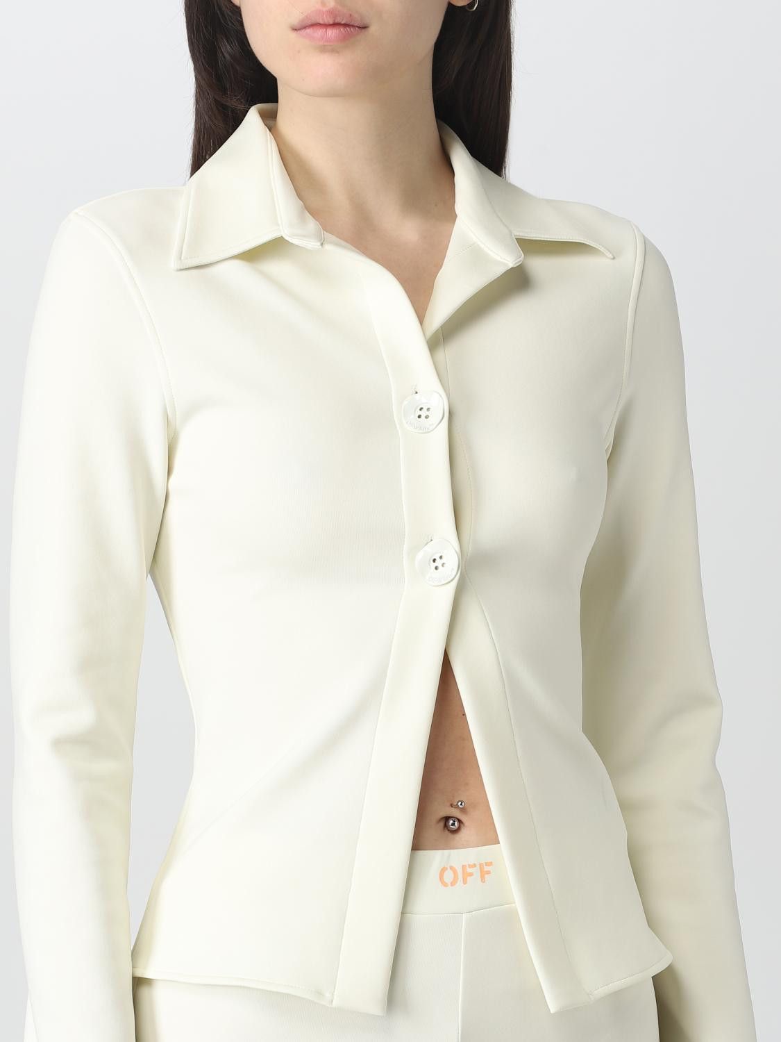 Off-White o1y1225 Solid Color Shirt in Cream Size XS / US 0-2 / IT 36-38 - 5 Thumbnail