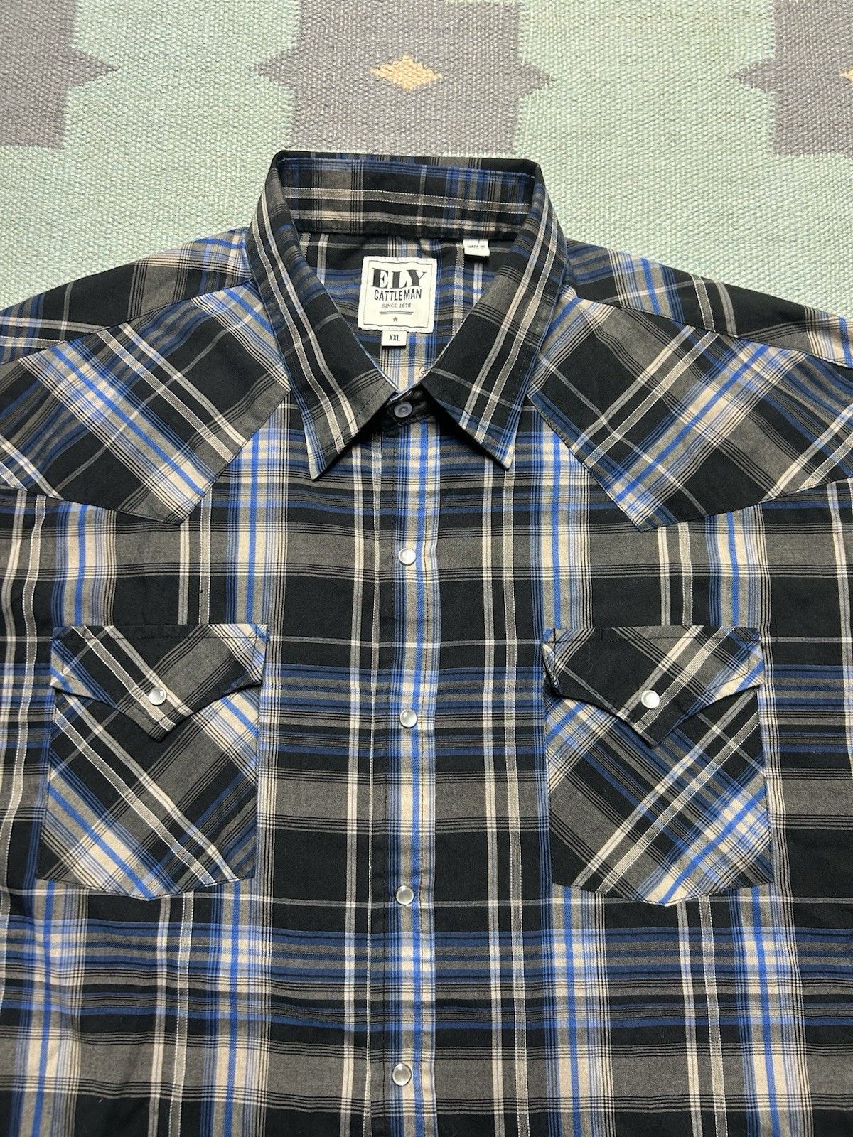 Vintage Ely Cattleman pearl snap shirt plaid cowboy western XXL Size US XXL / EU 58 / 5 - 3 Thumbnail