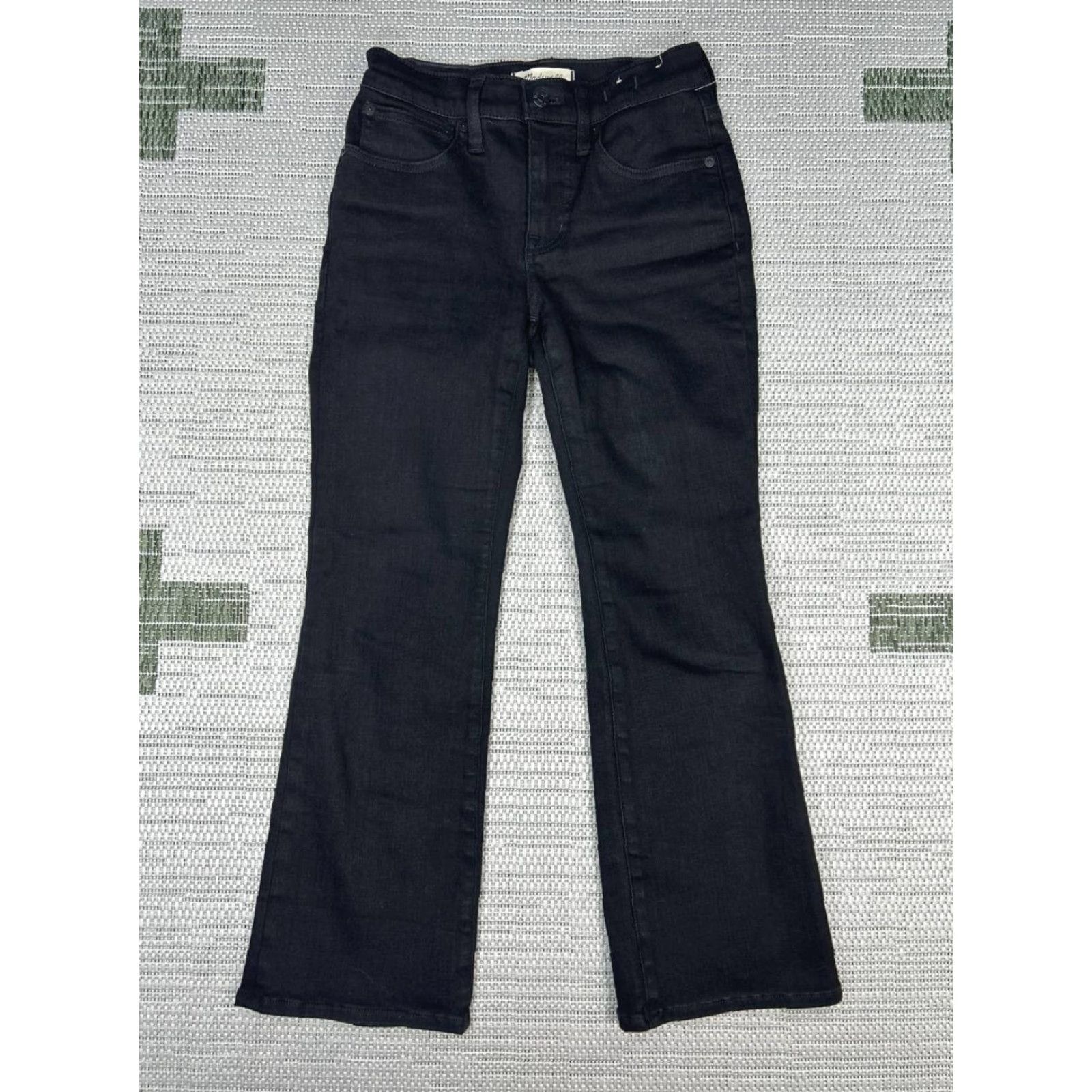Madewell Madewell Mid Rise Kick Out Jeans Womens 24 Petite Black Denim Stretch Crop 24x25 Size 42" / US 20 - 2 Thumbnail