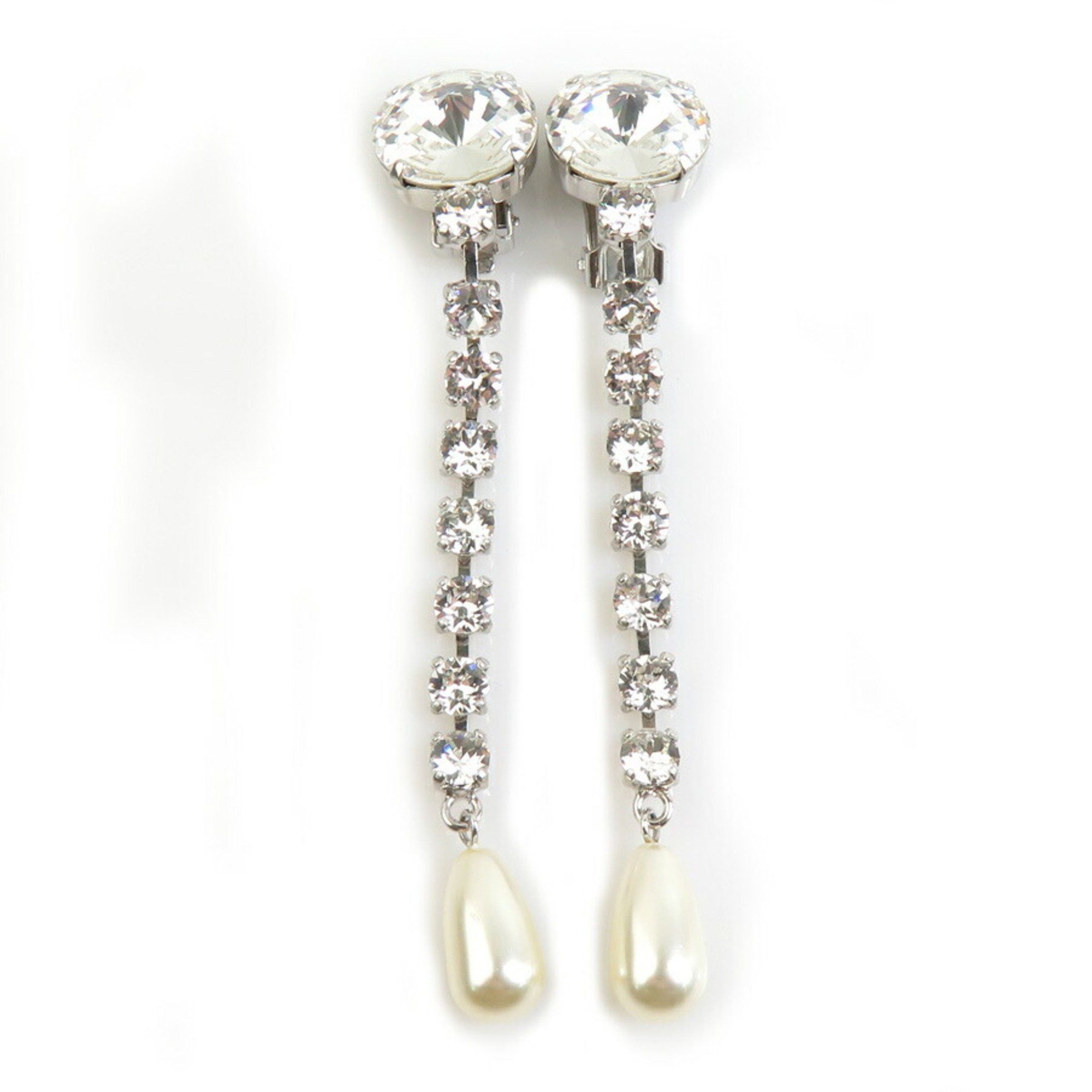 Miu Miu Miu Miu Miu earrings, metal, faux pearls, and jewels, silver white, women's, 56453a Size ONE SIZE - 1 Thumbnail