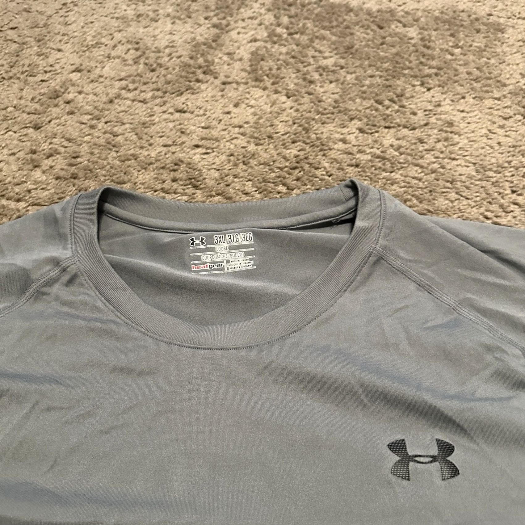 Under Armour Under Armour Shirt Mens 3XL HeatGear Breathable Workout Gray Short Sleeve Crew Neck Logo T-Shirt Mens Activewear Regular Fit Light Polyester Solid Size US XXL / EU 58 / 5 - 2 Thumbnail