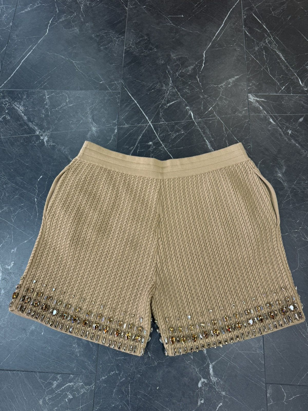 Burberry Brand New Burberry Beige Rhinestone Shorts Size US 44 / EU 60 - 3 Thumbnail