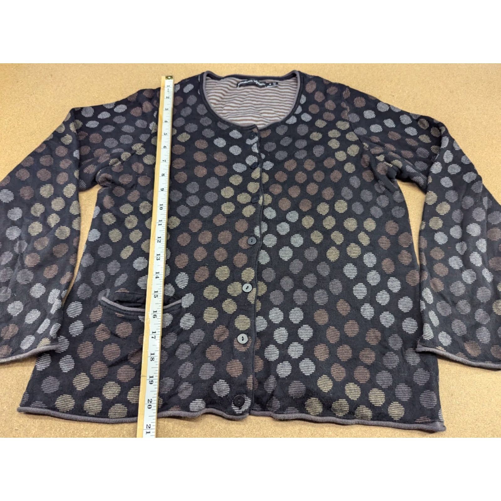 Vintage Gudrun Sjoden Cardigan Jacquard Knit Polka Dot Organic Cotton Size M Womens Sporty Athletic Knit Breathable Moisture Wicking EUC Size M / US 6-8 / IT 42-44 - 4 Thumbnail