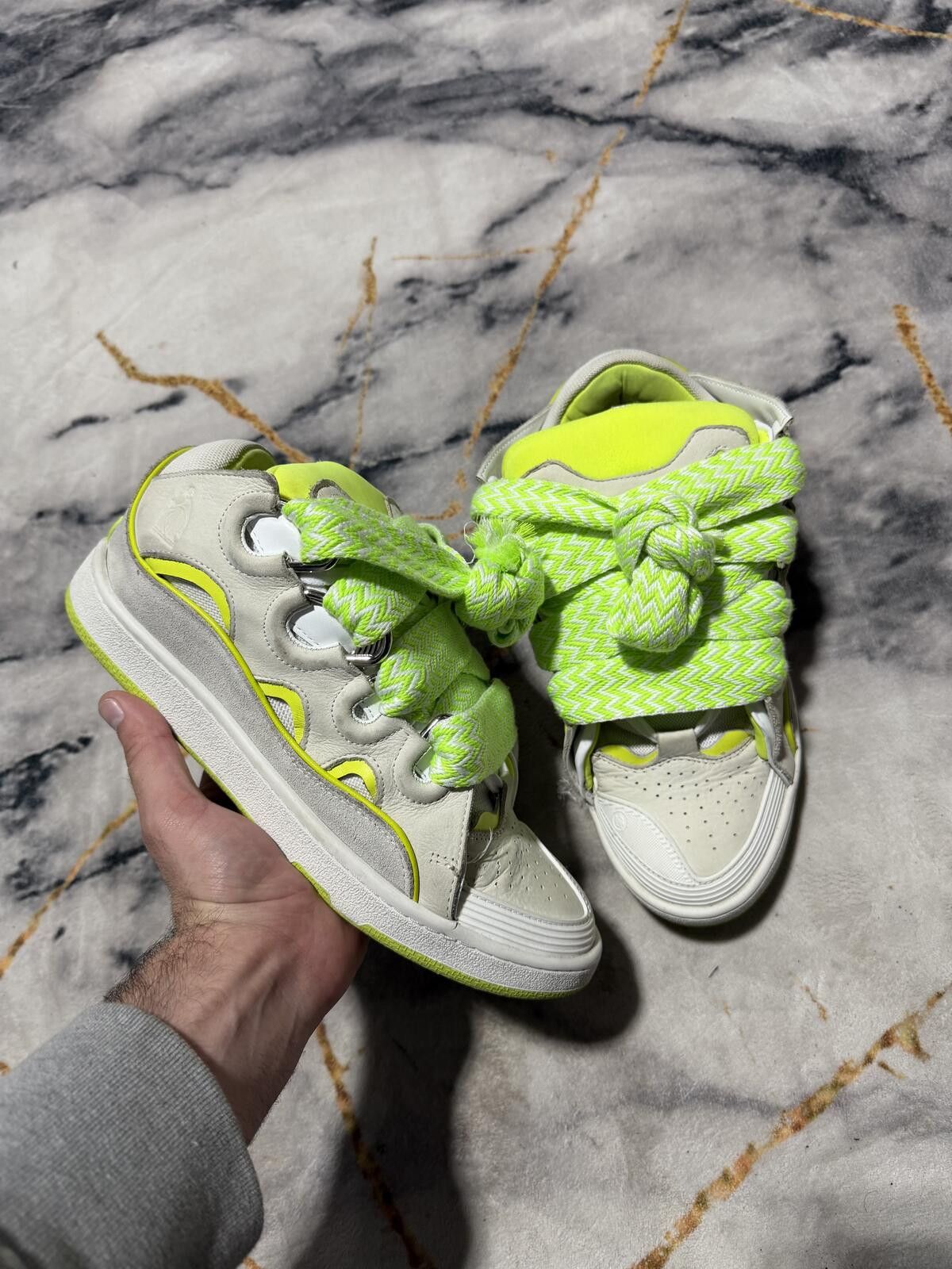 Lanvin Lanvin Curb White Neon Green - Sz 11Us Size US 11 / EU 44 - 1 Thumbnail