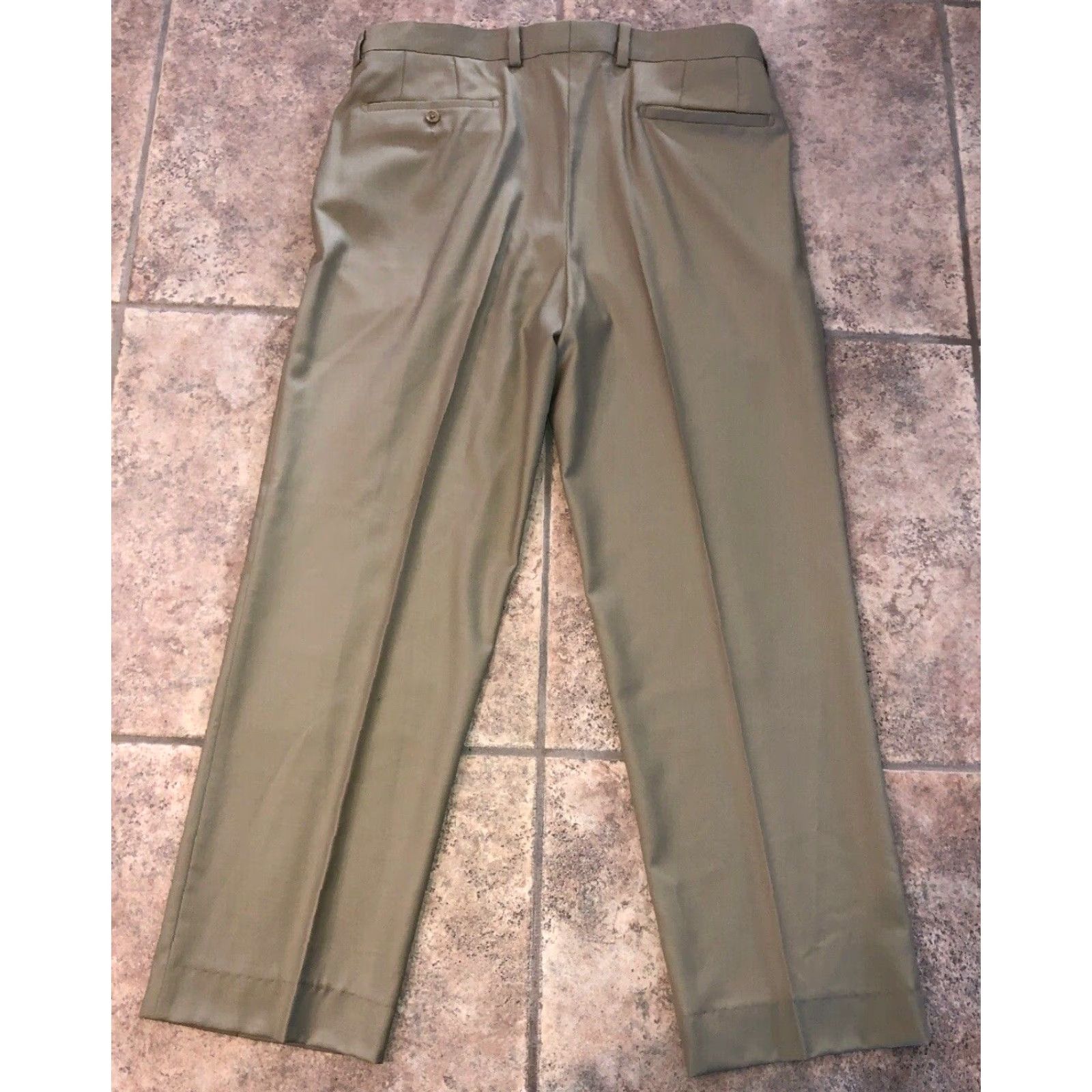 Vintage Ari8to Mens Beige Wool Pleated Dress Pants 36 x 30 Size US 36 / EU 52 - 4 Thumbnail