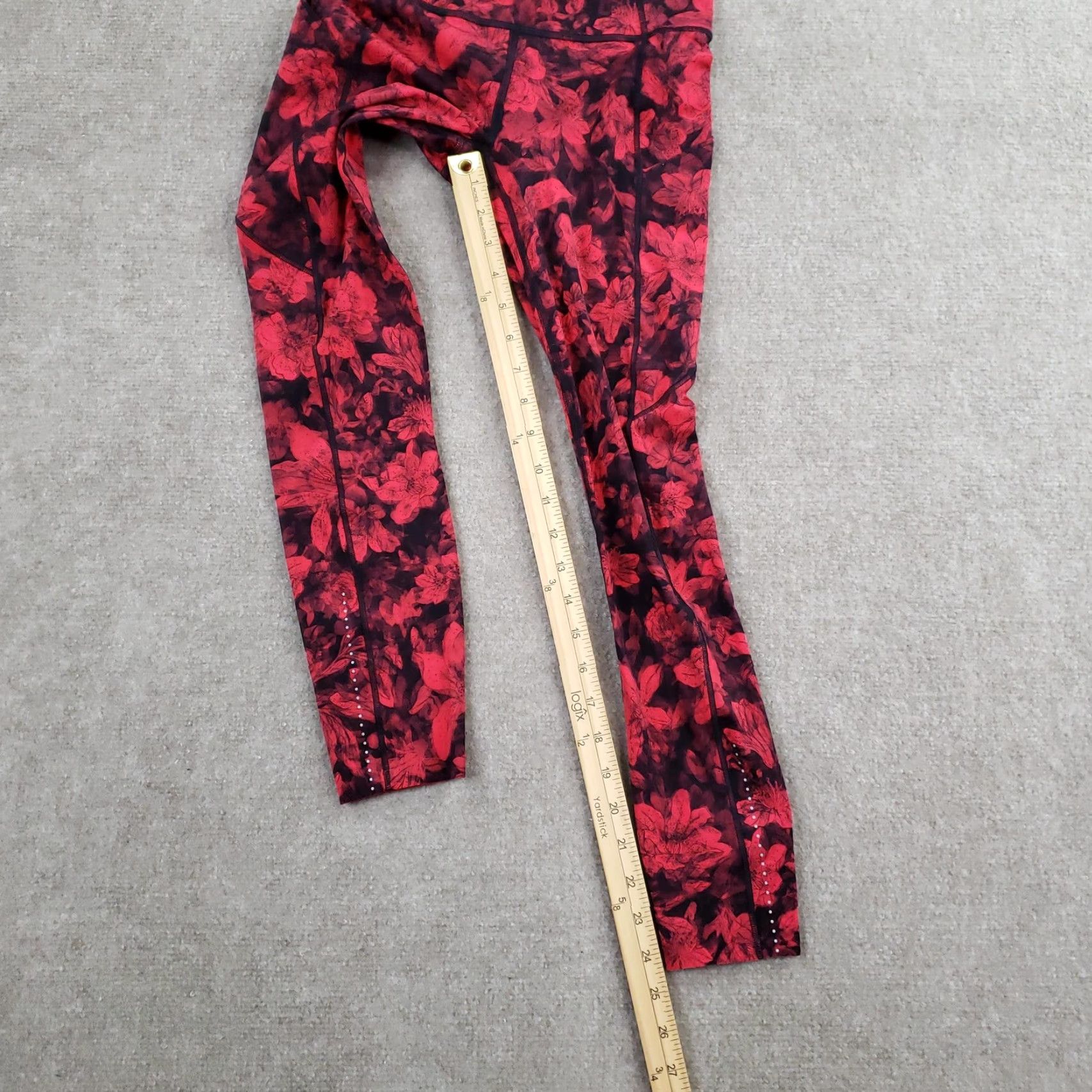 Lululemon Lululemon Leggings Womens 4 Red Floral High Rise Ankle 7/8 Pockets Reflective Activewear Yoga Running Gym 24 in Inseam Womens Size 27" / US 4 / IT 40 - 2 Thumbnail