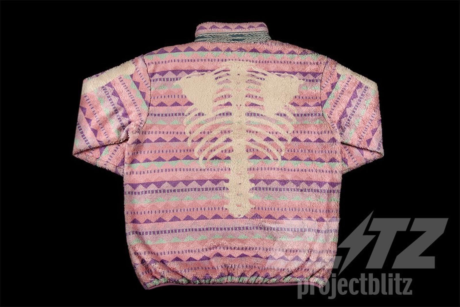 Kapital Kapital Ashland Stripe Bone Pattern Fleece Zip Blouson Pink Size US XL / EU 56 / 4 - 2 Thumbnail
