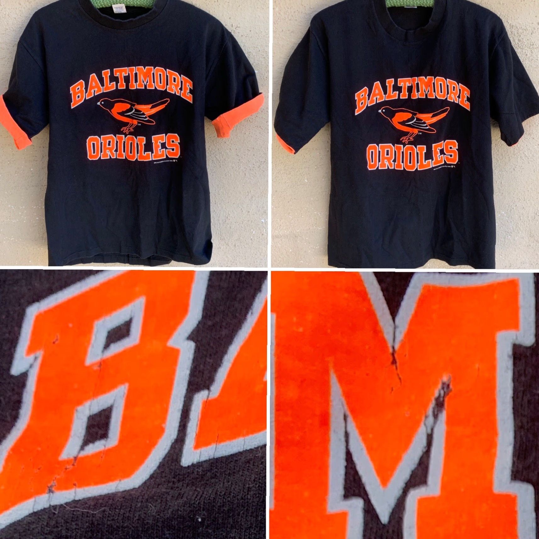 MLB VINTAGE Baltimore Orioles Neon Graphics T-Shirt Milestones 1989 MLB L Black Unisex Graphic Tee Mens Womens Boys Girls Size US L / EU 52-54 / 3 - 6 Thumbnail