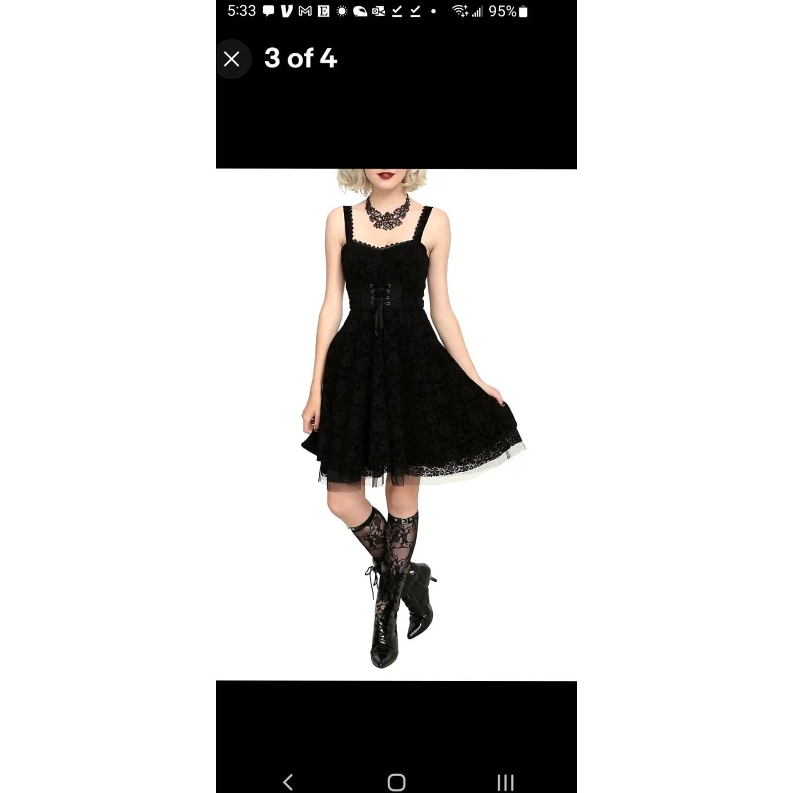 Disney Disney Junior SM Black Velvet Dress Jack Skellington Nightmare Before Christmas Size S / US 4 / IT 40 - 2 Thumbnail