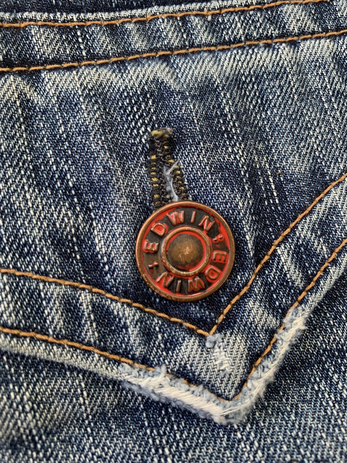 Edwin Vtg Distressed Flare Edwin 503 Blue Trip Japan 🎌 Size US 33 - 8 Thumbnail