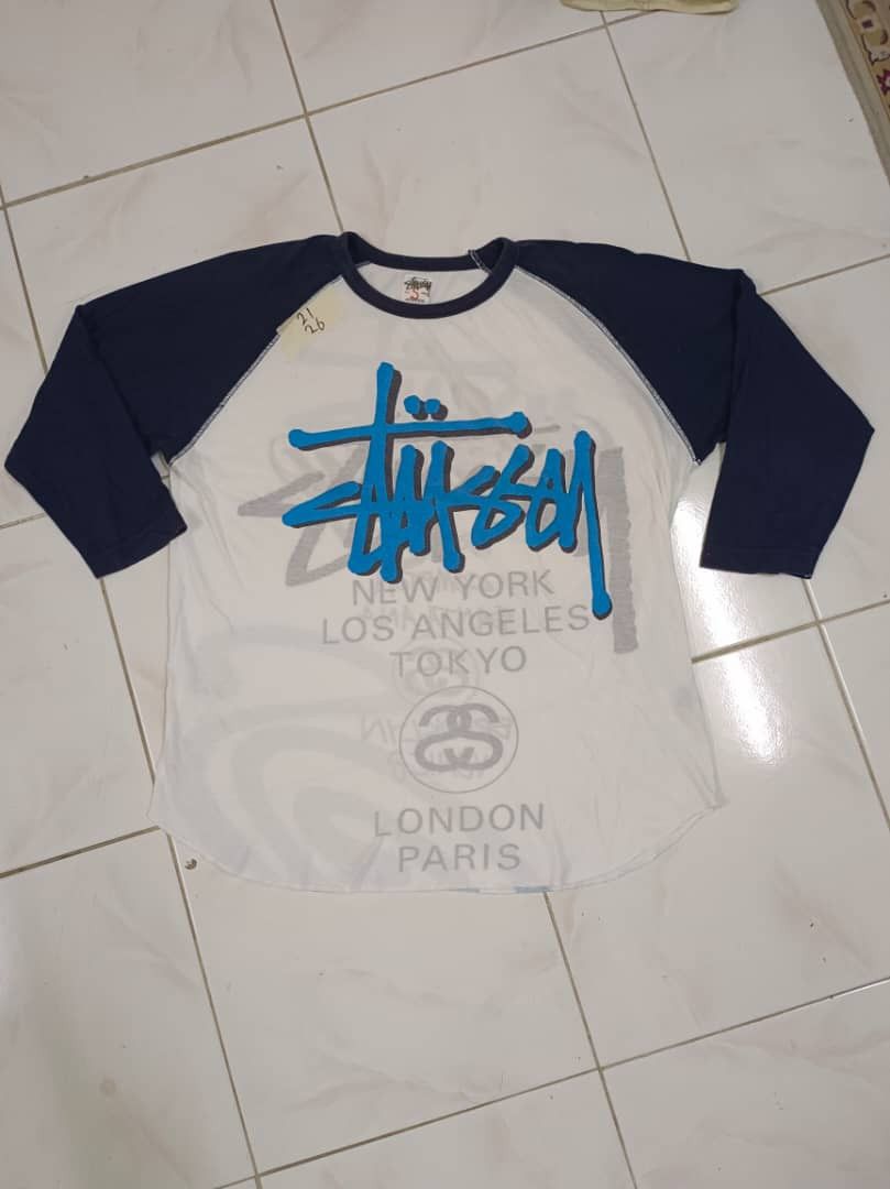 Japanese Brand × Stussy Vintage Stussy Mirror Print Raglan Tee Size US S / EU 44-46 / 1 - 7 Thumbnail