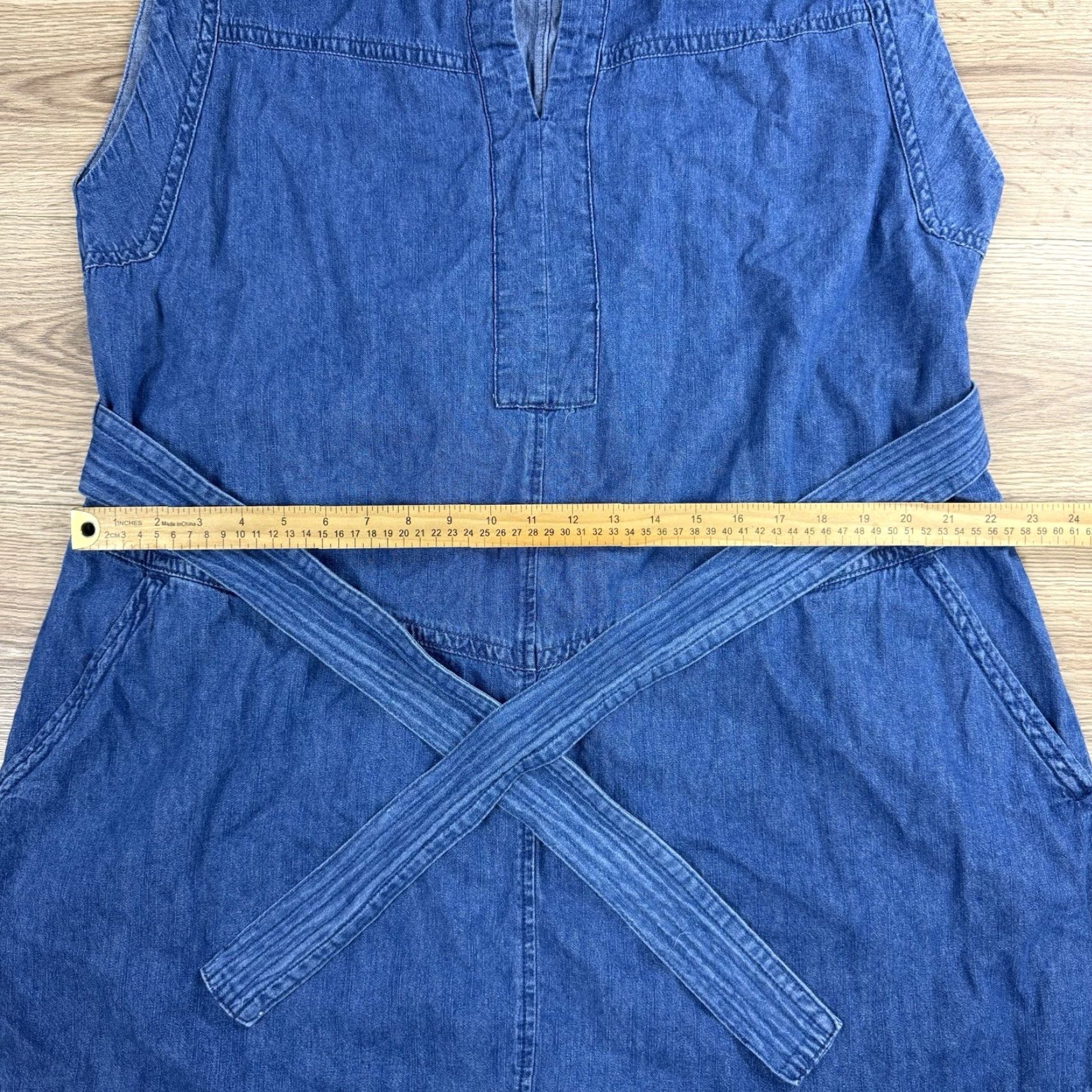 Vintage Maurices Dress Women's XXL Denim Mini Sleeveless Blue Pockets Tie Dress Denim Tie Pockets 2XL Women Shirt? Size XXL / US 16-18 / IT 52-54 - 7 Thumbnail