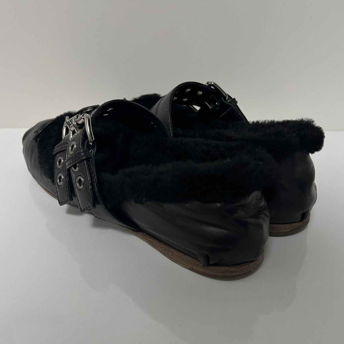 Miu Miu Miu Miu Nappa Leather Belted Fur Ballet Flats Size US 7.5 / IT 37.5 - 5 Thumbnail