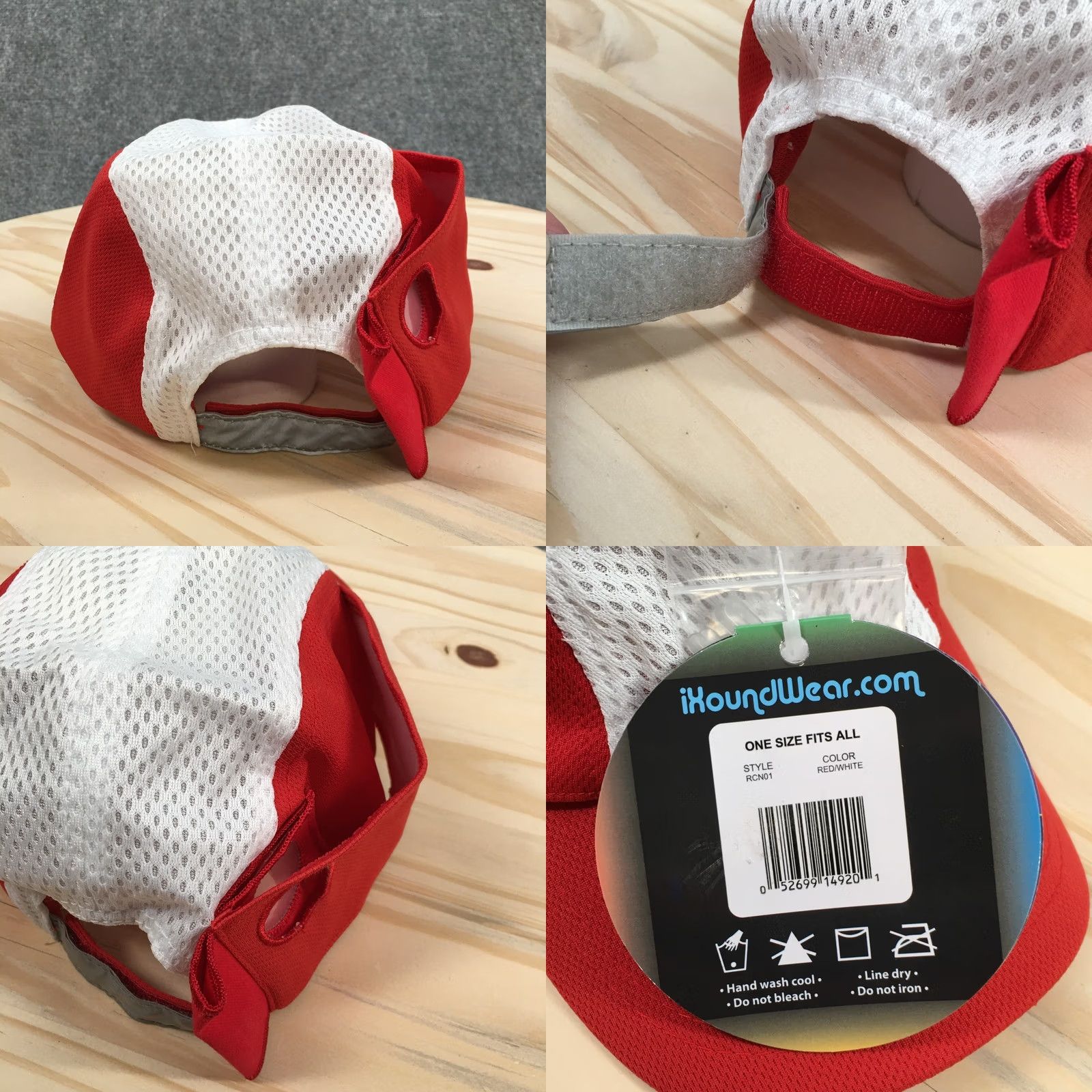 Vintage iXound Wear 5 Panel Cap Womens Red One Size Adjustable Curved Brim Perforated Baseball Cap Size ONE SIZE - 8 Thumbnail