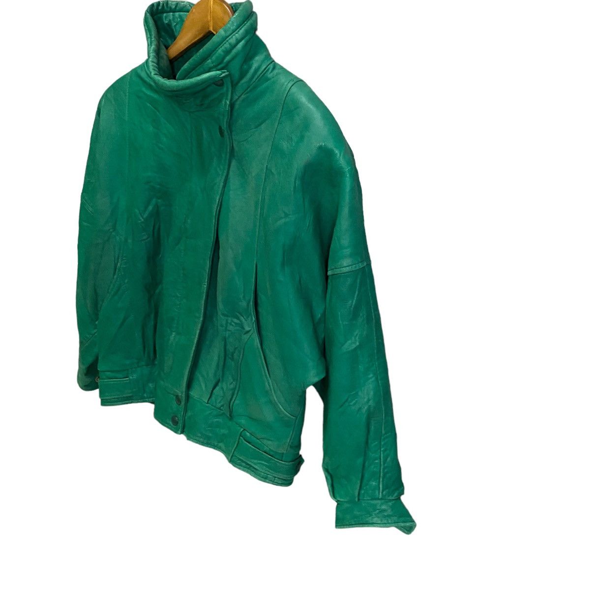 Leather × Vintage Vintage 80s teal green leather croped jacket Size M / US 6-8 / IT 42-44 - 3 Thumbnail