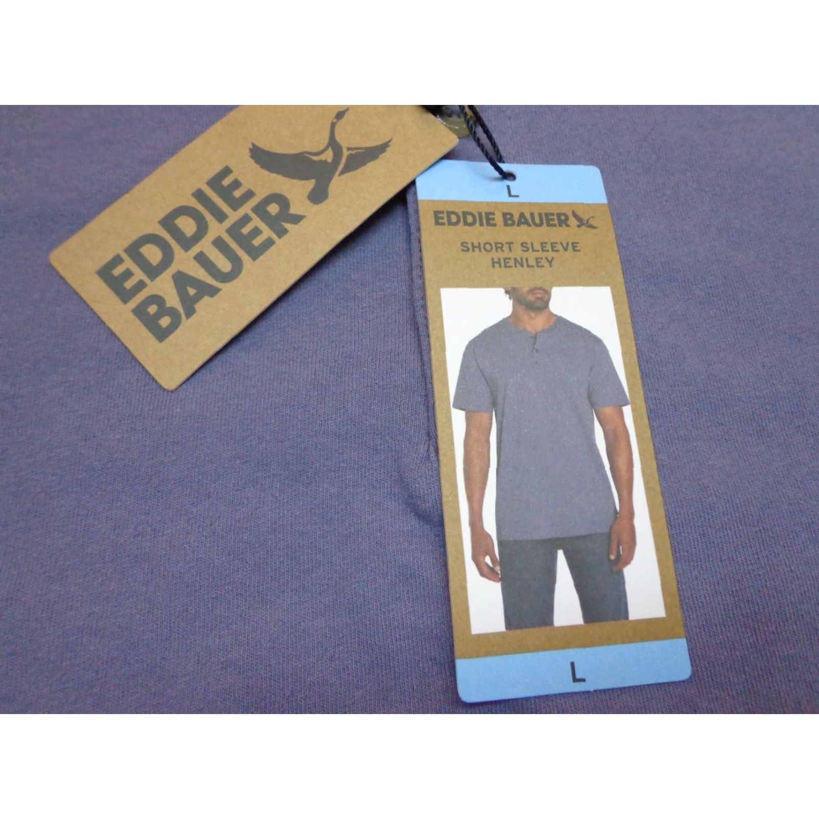 Eddie Bauer Eddie Bauer Men's Short Sleeve Henley T Shirt Purple Size L Regular Crew Neck Soft Comfortable Cotton Shirt Size US 33 - 3 Thumbnail