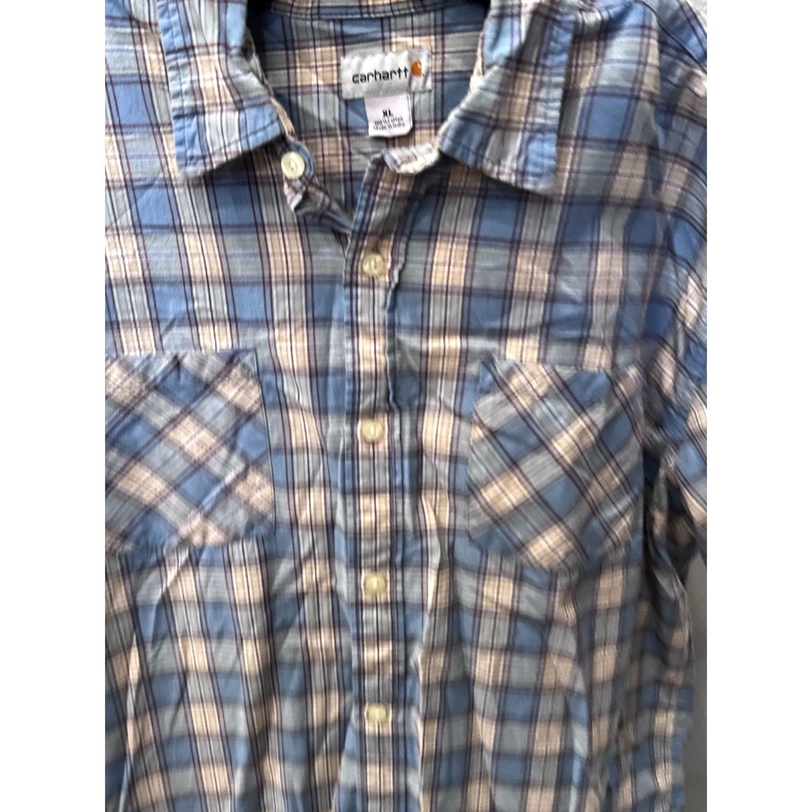 Carhartt Carhartt Shirt XL Extra Large Plaid Pocket Short Sleeve Button Up Multicolor Mens Size US XL / EU 56 / 4 - 3 Thumbnail