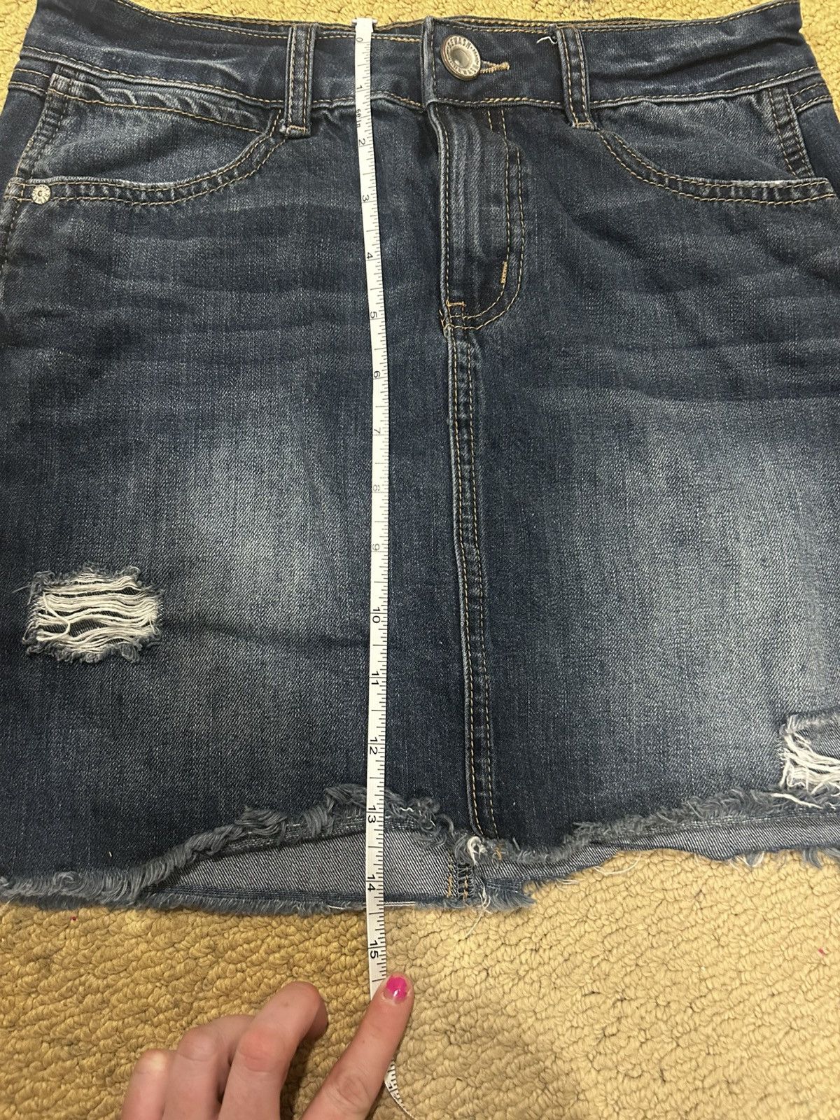 NO ID Rewash Women’s Denim Navy Mini Skirt Vintage Reunion Sz. 3 Size 26" / US 2 / IT 38 - 5 Thumbnail
