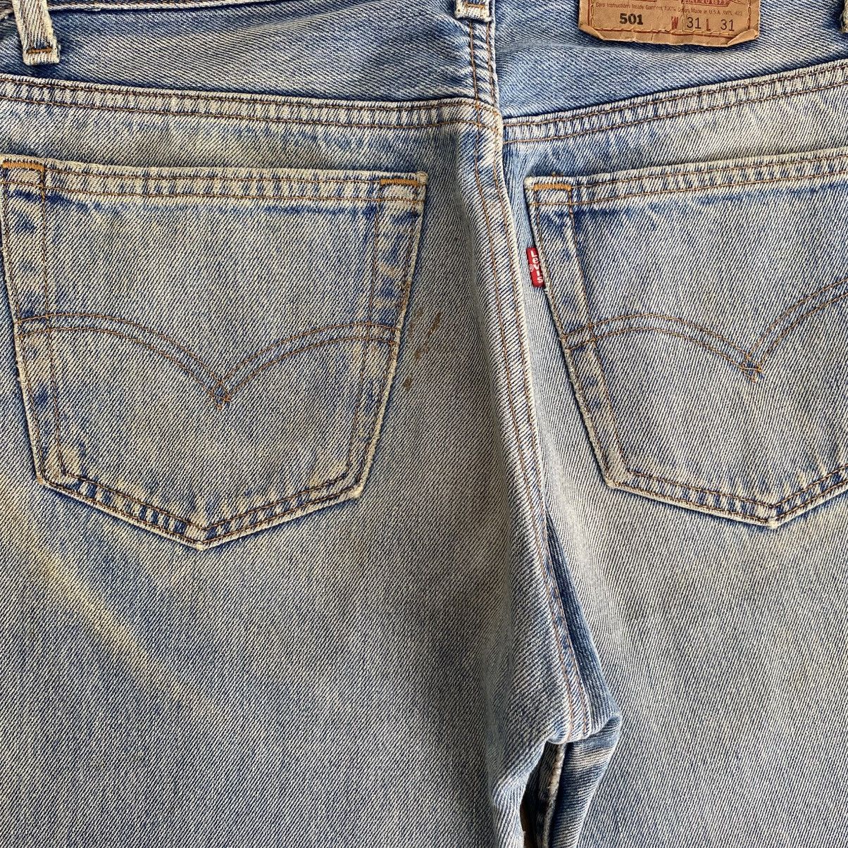 Levi's Vintage 90’s Levis 501 Faded Blue Distressed Dirty Jeans Size US 30 / EU 46 - 12 Thumbnail