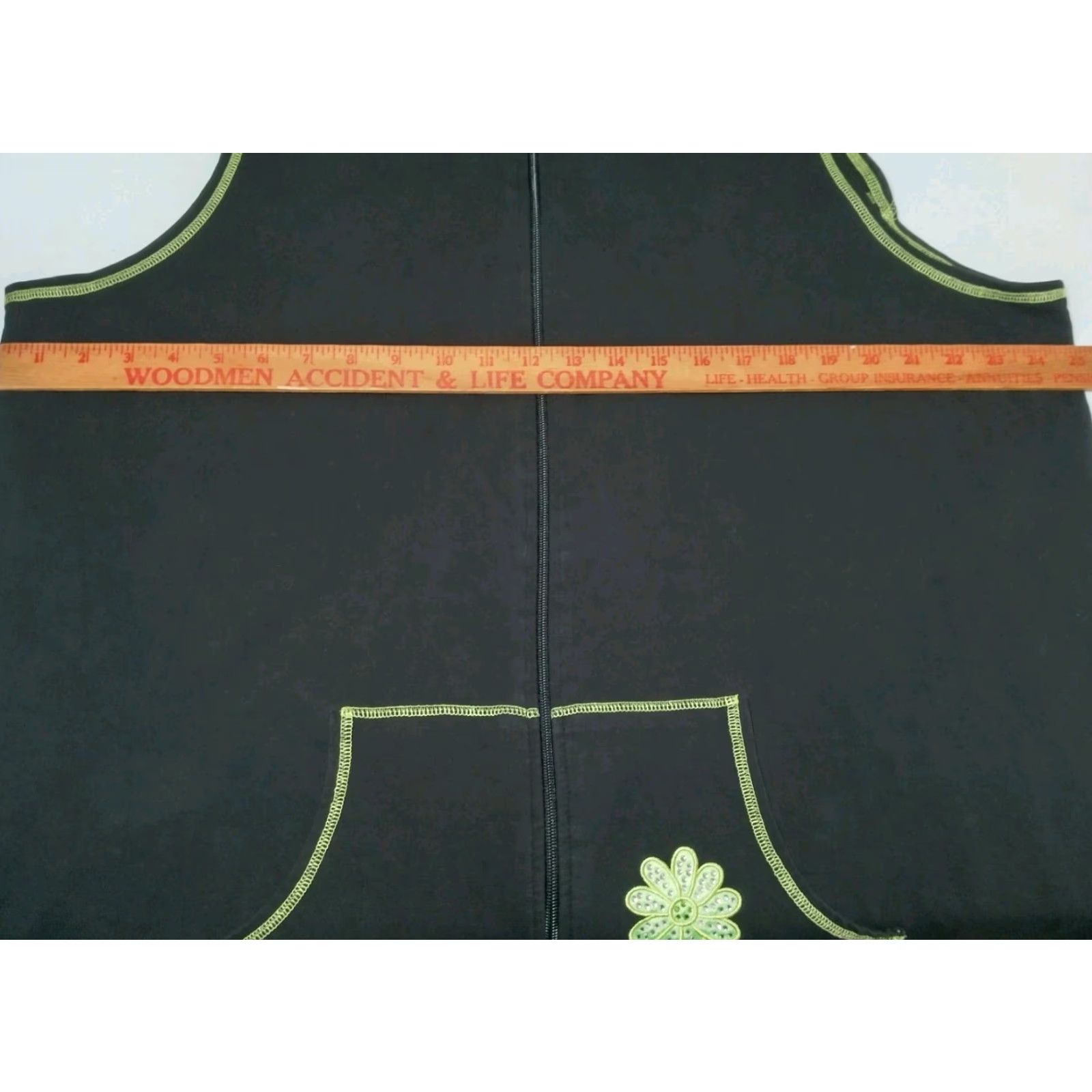 Quacker Factory VINTAGE The Quacker Factory Zip Vest Womens Plus 1X Black Daisy Rhinestones Knit Cotton Blends Shirt Style Size XL / US 12-14 / IT 48-50 - 3 Thumbnail