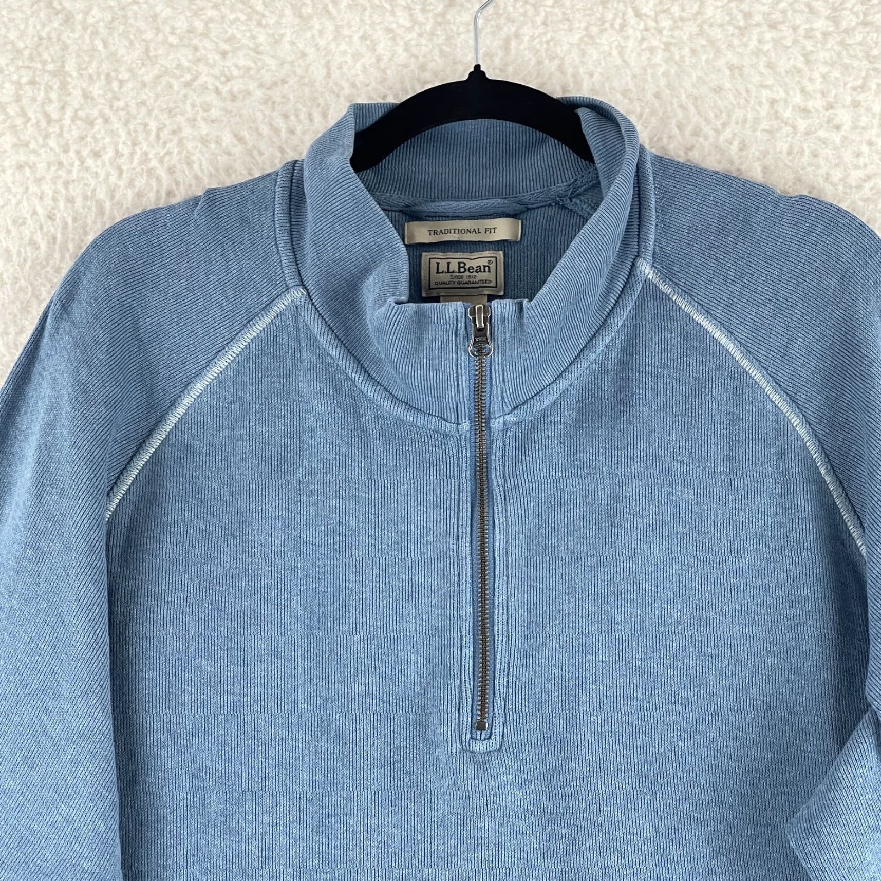 Vintage L.L. Bean Blue Traditional Fit 1/4 Zip Sweater Mens XL Long Sleeve Cotton Size US XL / EU 56 / 4 - 3 Thumbnail