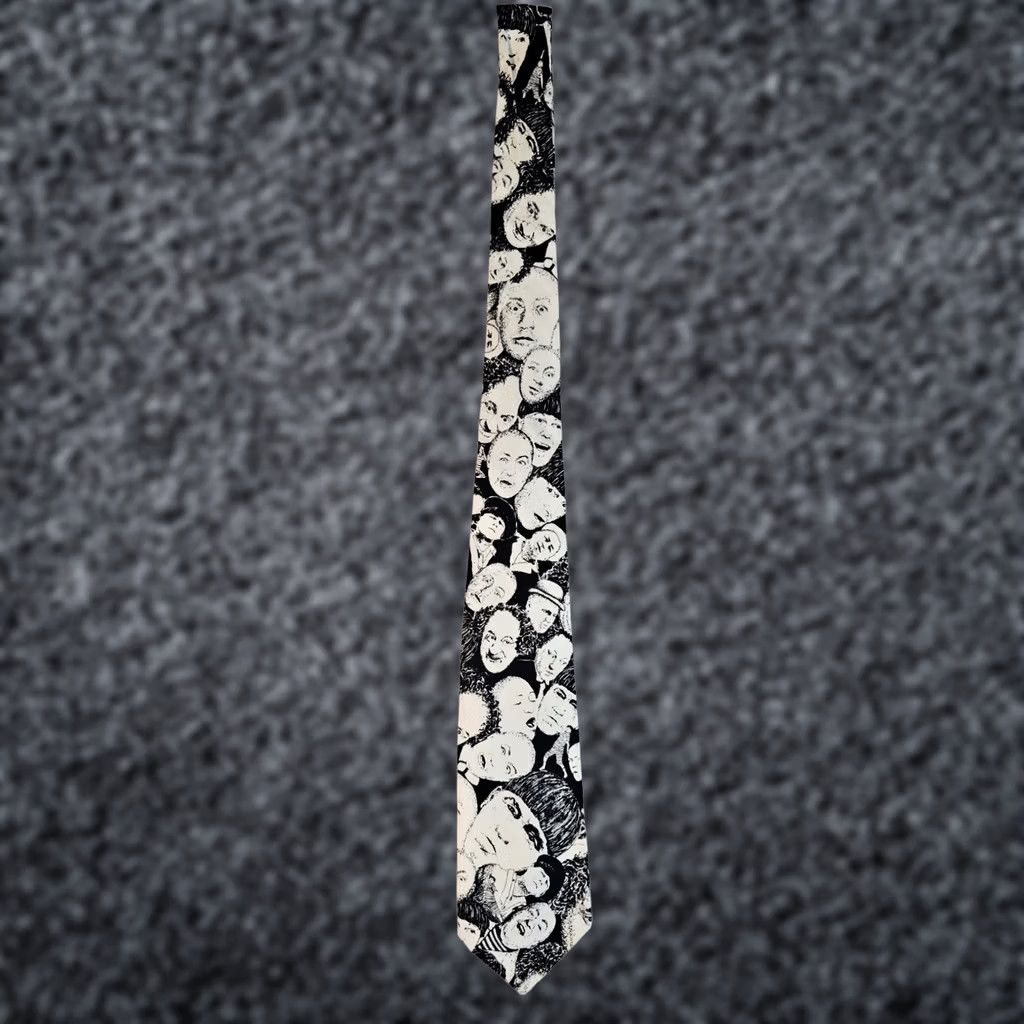 Vintage VINTAGE Ralph Marlin Three Stooges Neck Tie Black & White 60" Long 90s Mens Size ONE SIZE - 1 Thumbnail