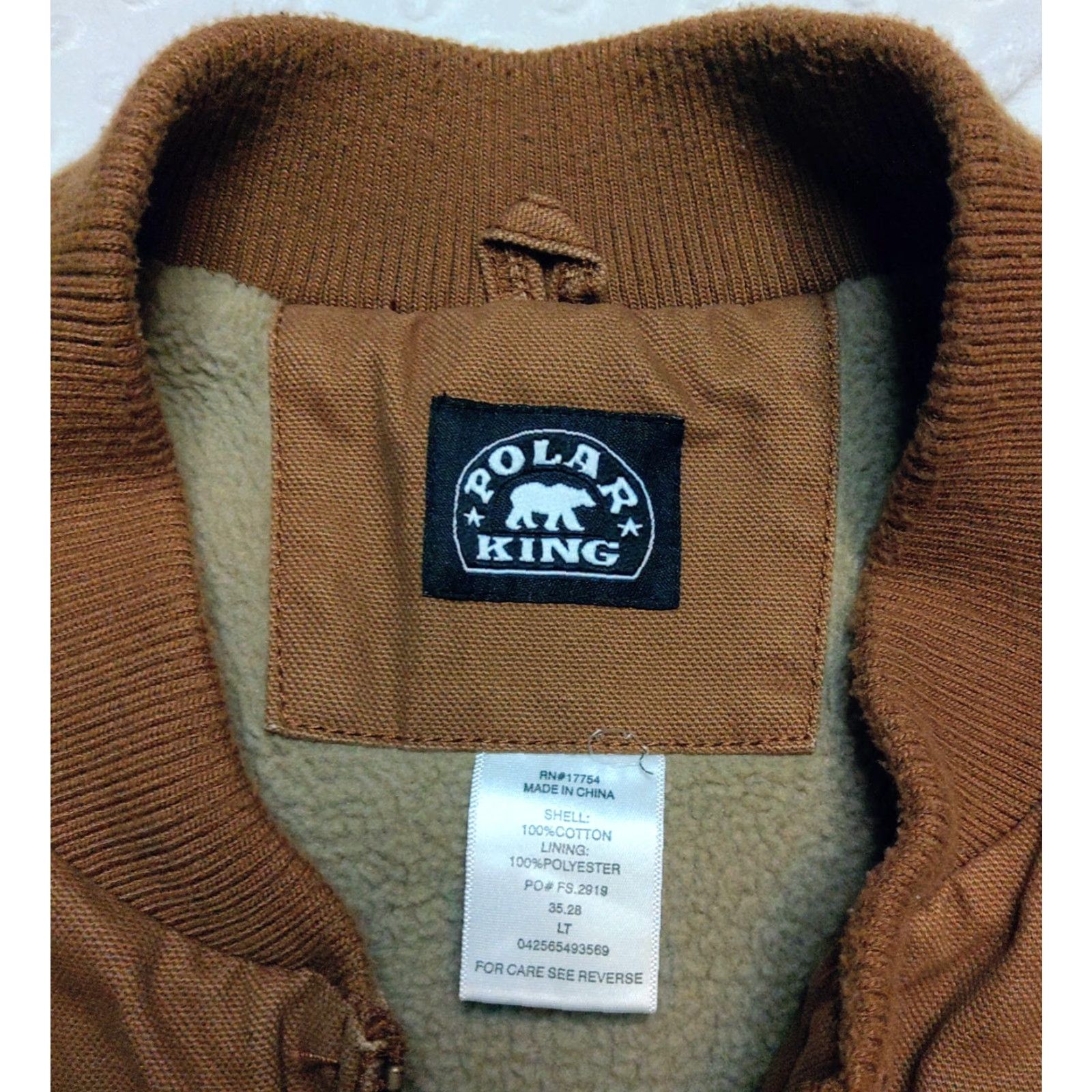 Vintage Sherpa Polar King Brown Tan Canvas Sherpa Vest LT Big & Tall Full Zip Workwear Winter Fall Spring USA Motorized Outdoor Hunting Hiking Mens Vest Size US L / EU 52-54 / 3 - 5 Thumbnail