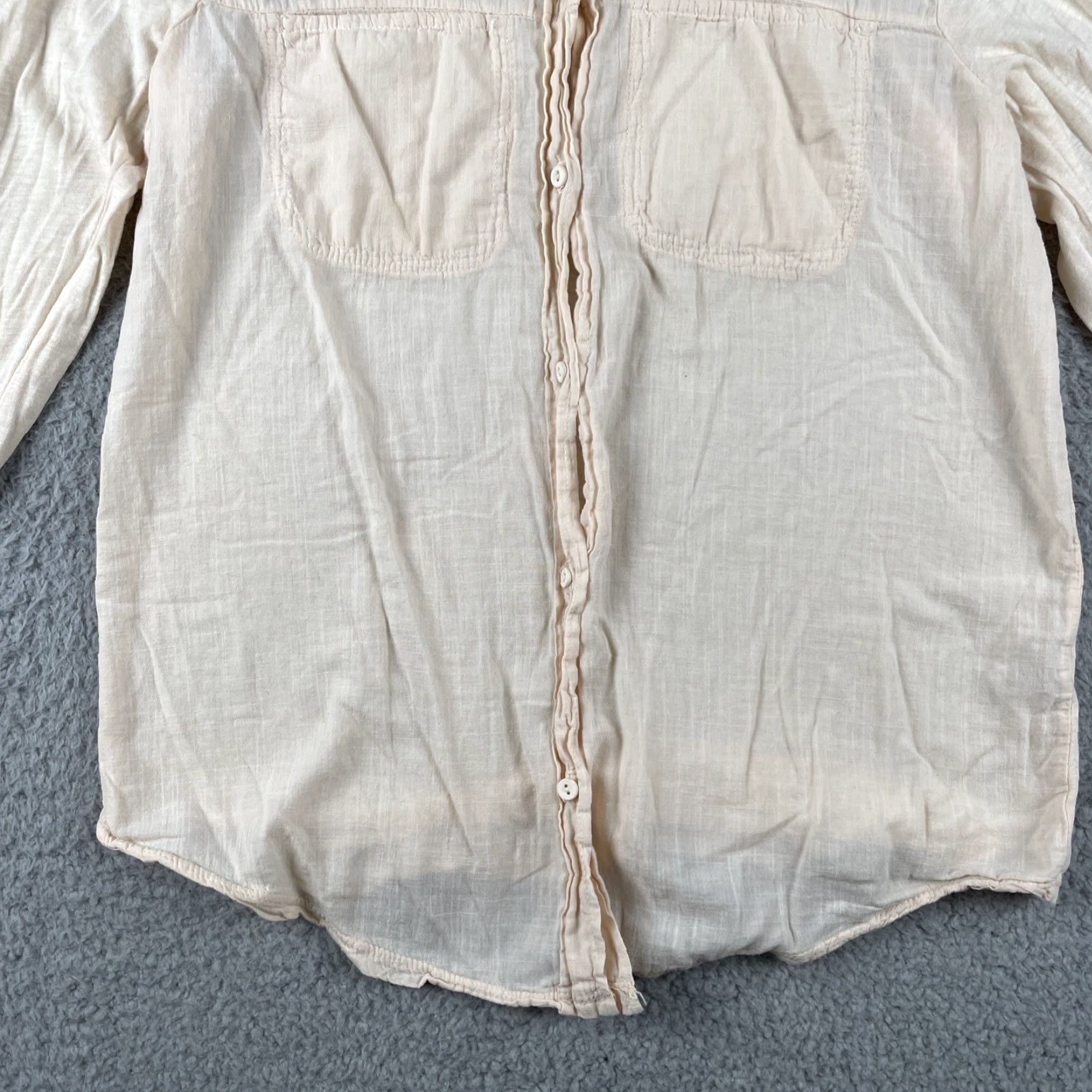 Vintage Micheal Stars Ladies Button Up Shirt Beige Size 0 Supima Cotton Micromodal USA Shirt Womens 0 Beige Classic Casual Short Sleeve? Size XS / US 0-2 / IT 36-38 - 4 Thumbnail