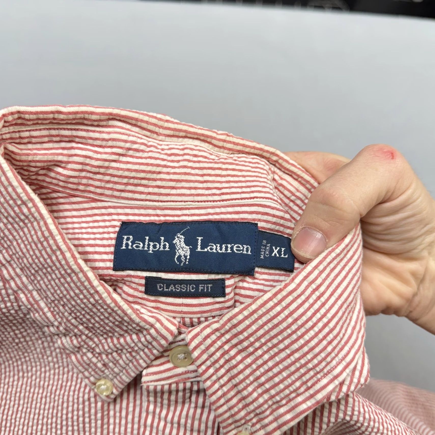 Ralph Lauren Ralph Lauren Shirt Mens XL Red Striped Seersucker Button-Down Pony Logo Button Up Casual Summer Vintage: No, Shirts? Size US XL / EU 56 / 4 - 4 Thumbnail