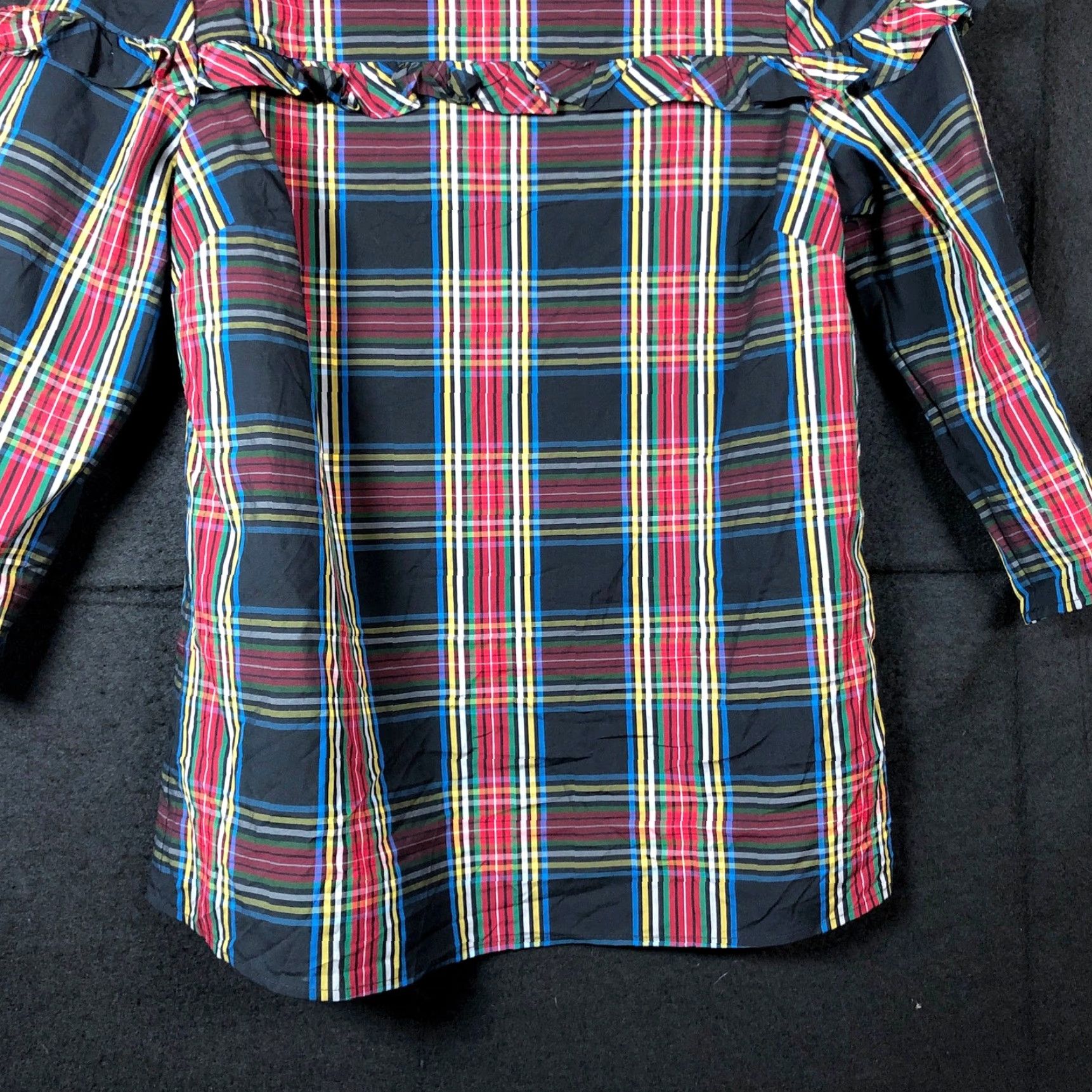 Talbots Talbots Womens Shirt Multicolored Plaid Petite Ruffle 3/4 Sleeve Stretch PM Size M / US 6-8 / IT 42-44 - 3 Thumbnail