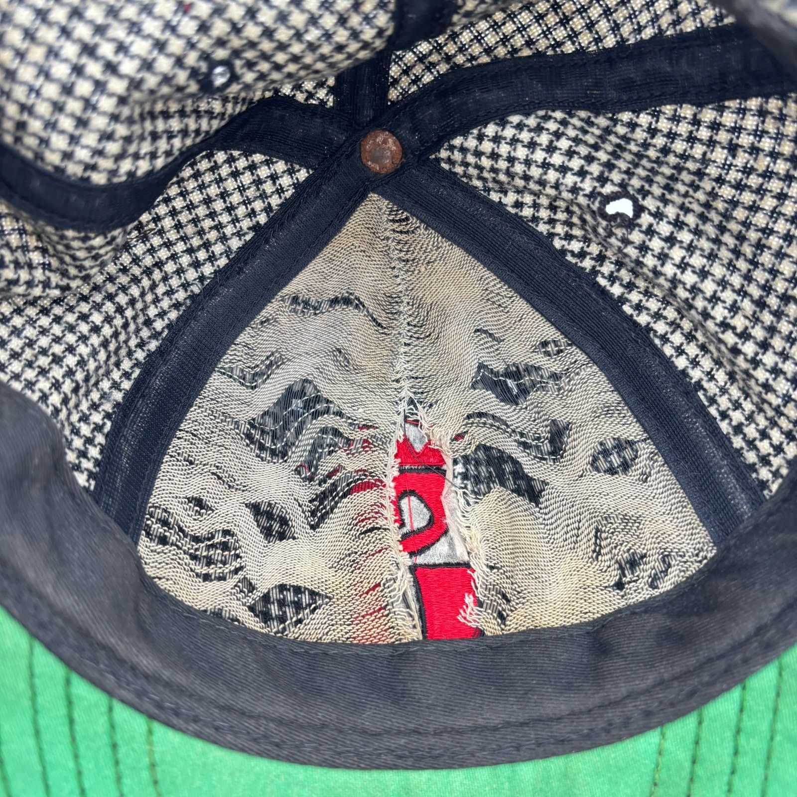Stussy × Vintage Vintage 90s Stussy Houndstooth S Crown Logo Snapback Hat Size ONE SIZE - 9 Thumbnail