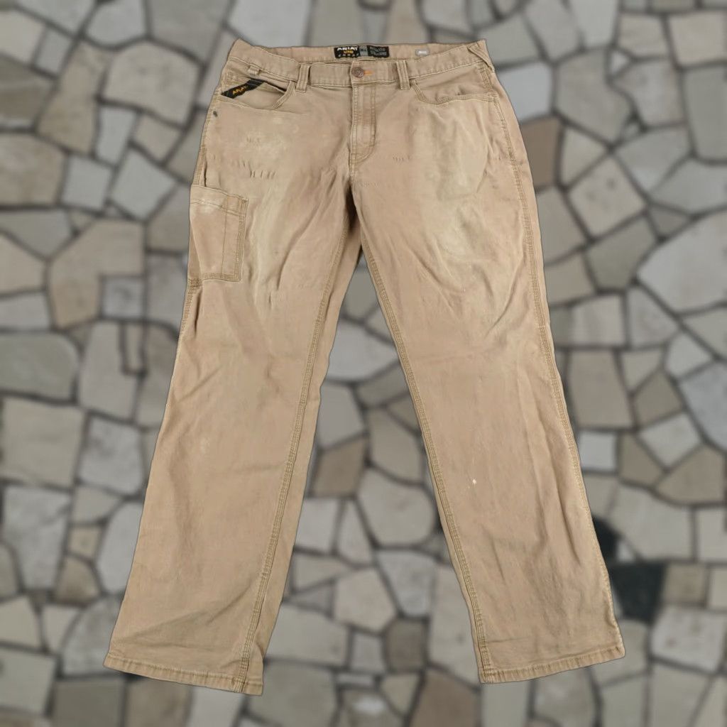 Ariat Ariat Pants Mens 36x32 Carpenter Canvas Workwear Relaxed Straight Brown 80% Cotton 20% Spandex Mens Regular Inseam 30" W36 L32 Size US 40 / EU 56 - 1 Thumbnail