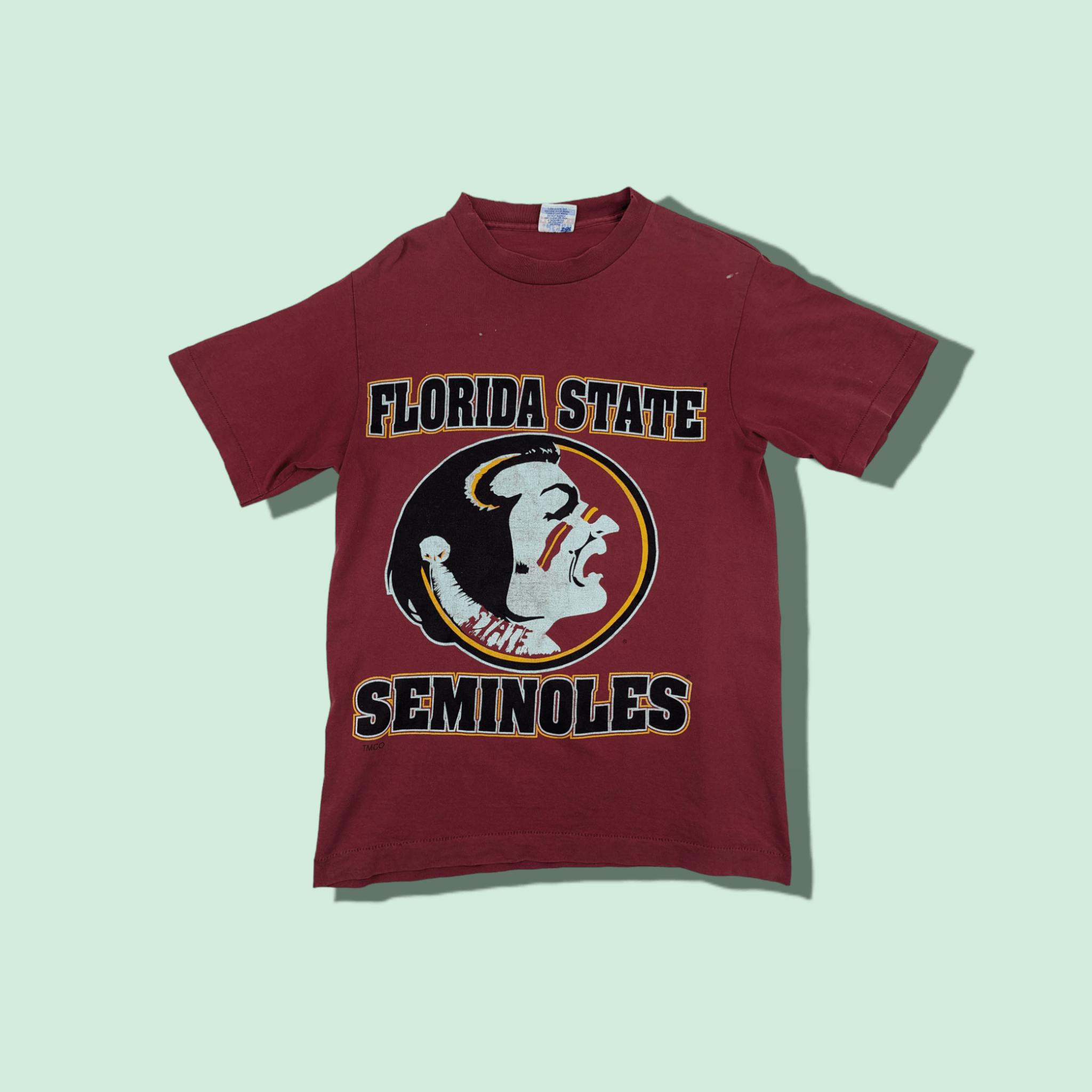 image of American College x Made In USA 90's Seminoles Florida State University Football Nfl Tee in Red Velv