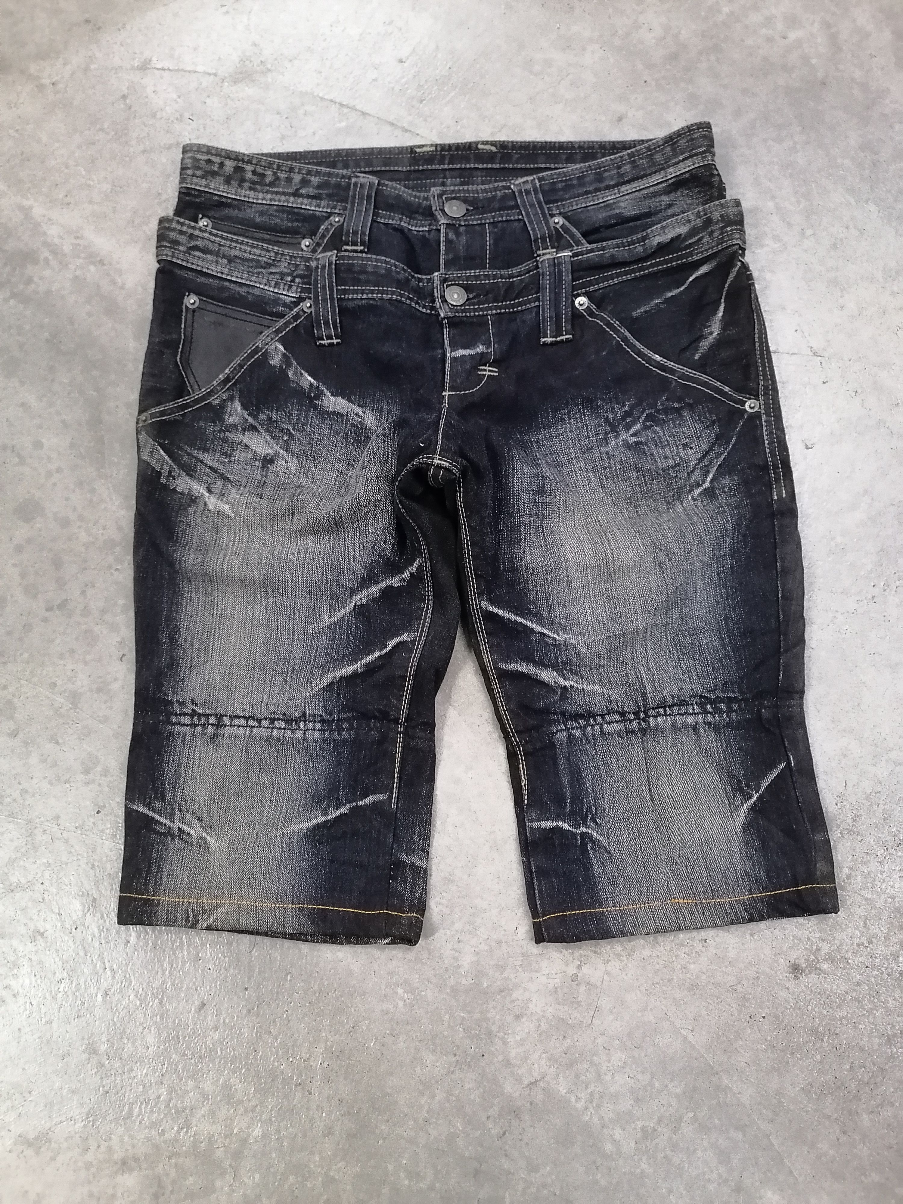 Japanese Brand × PPFM Ppfm Double Waist Re-Cut Distressed Denim Short Pants Size US 33 - 1 Thumbnail
