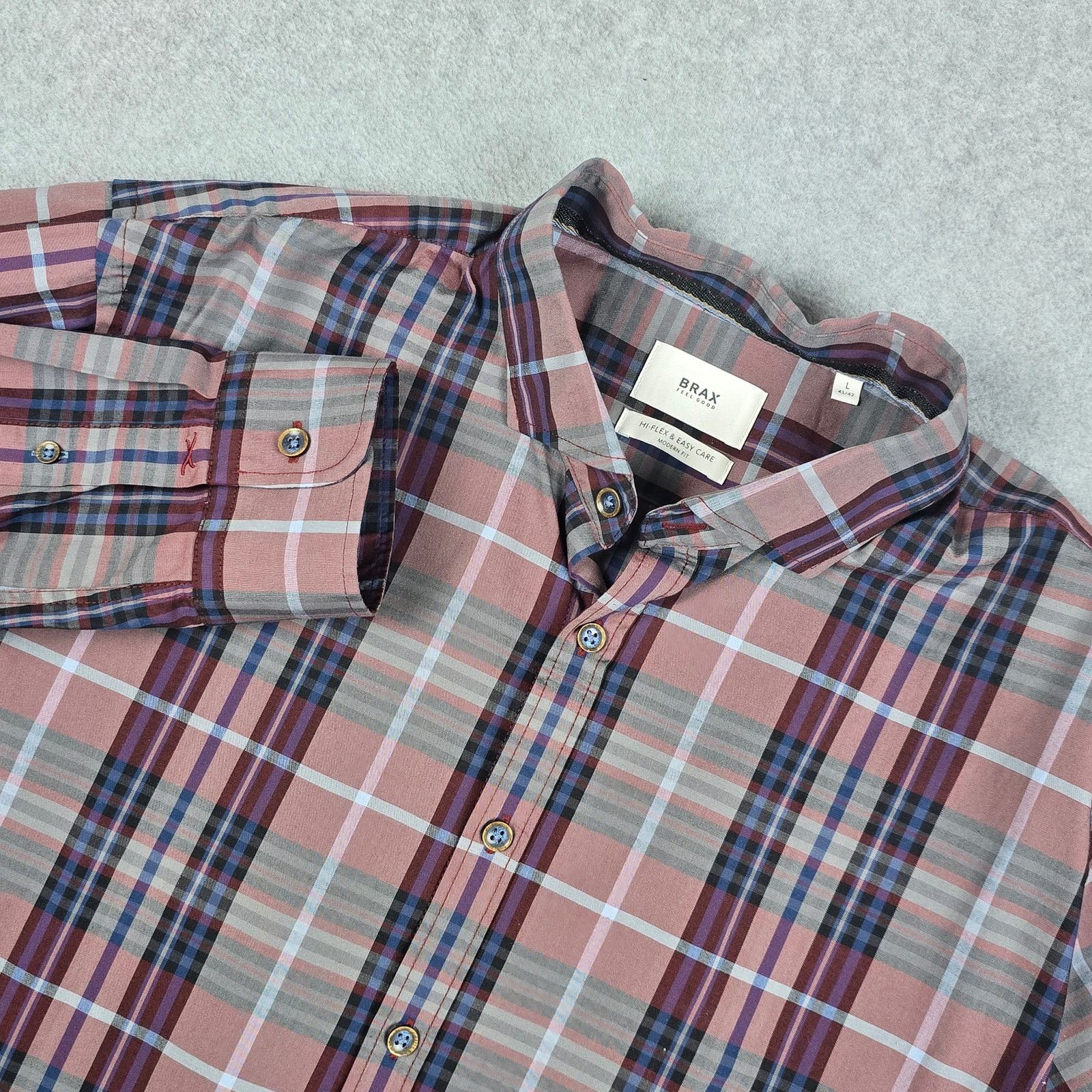 BRAX BRAX Large 41-42 Plaid Modern-Fit Shirt Size US L / EU 52-54 / 3 - 1 Thumbnail