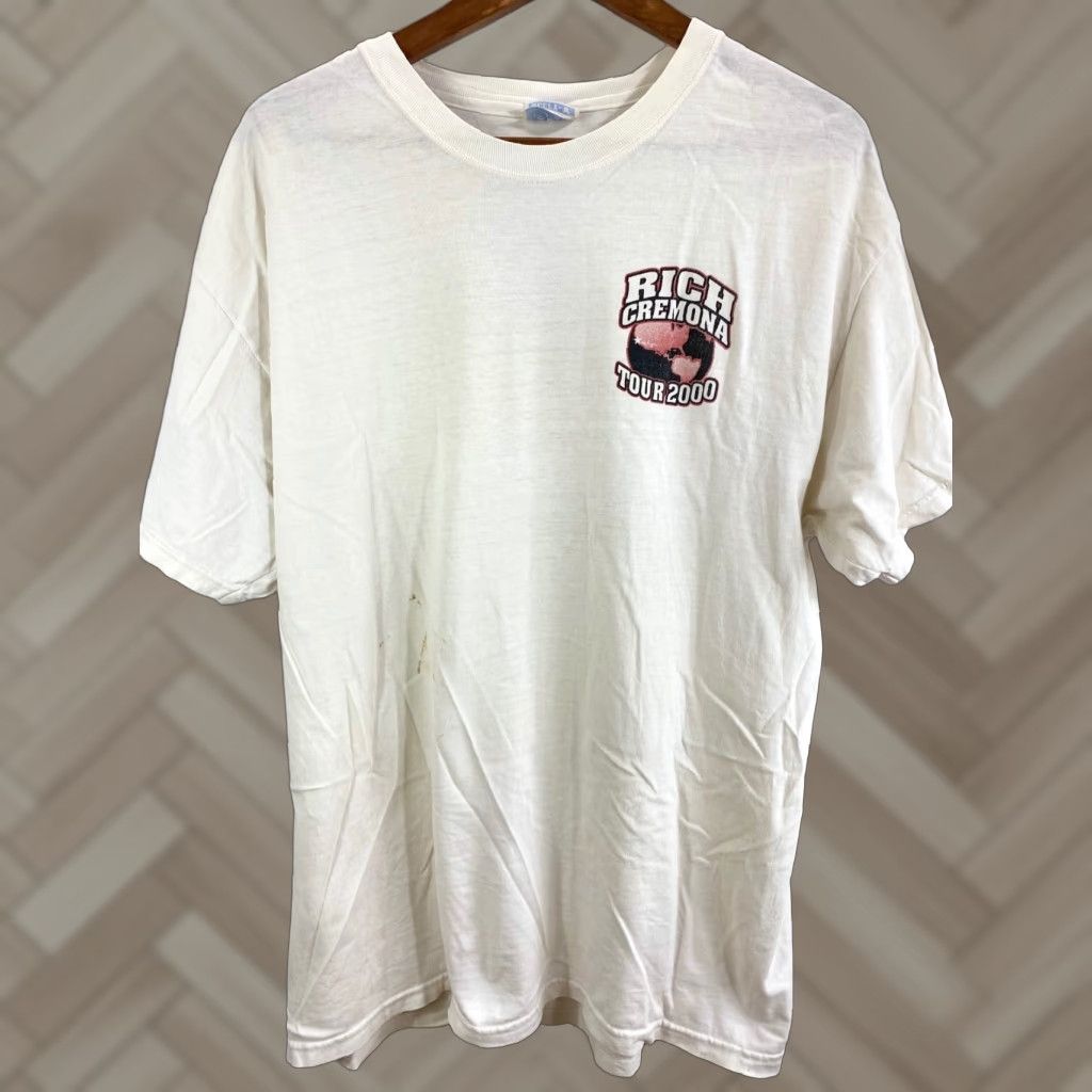 Hanes VINTAGE Hanes Beefy Mens Rich Cremona Tour 2000 White Size Large Distress T-Shirt Short Sleeve Men Regular Solid 1123 Size US L / EU 52-54 / 3 - 1 Thumbnail