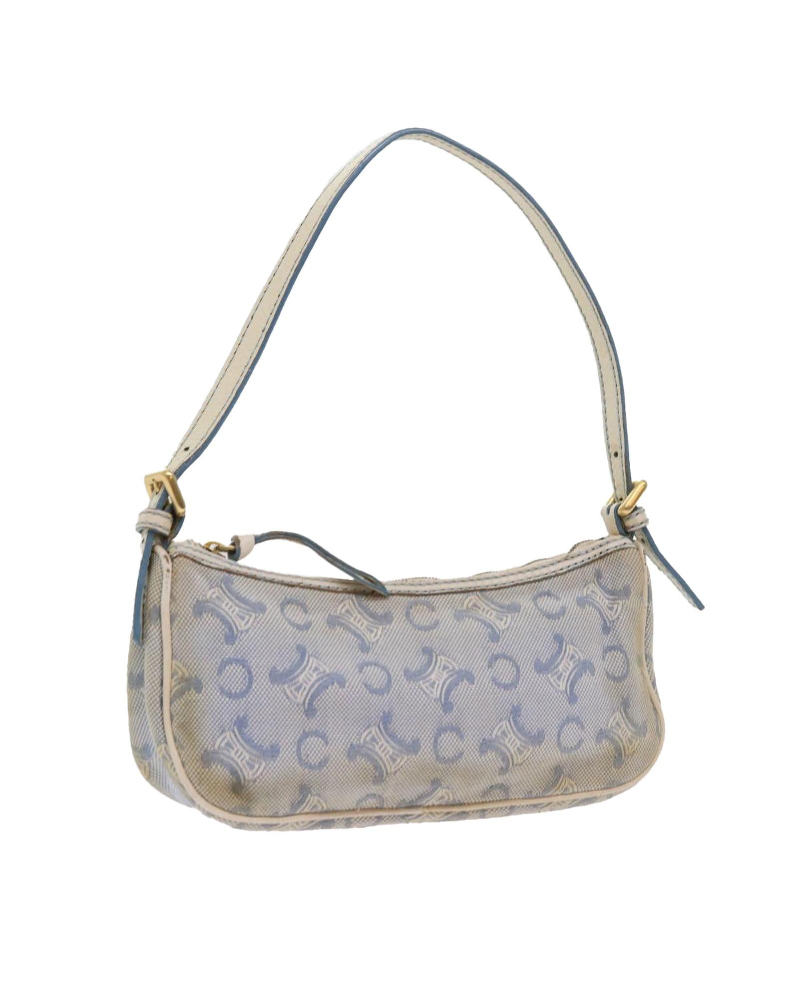 image of Celine Blue Macadam Canvas Accessory Pouch in Light Blue, Women's