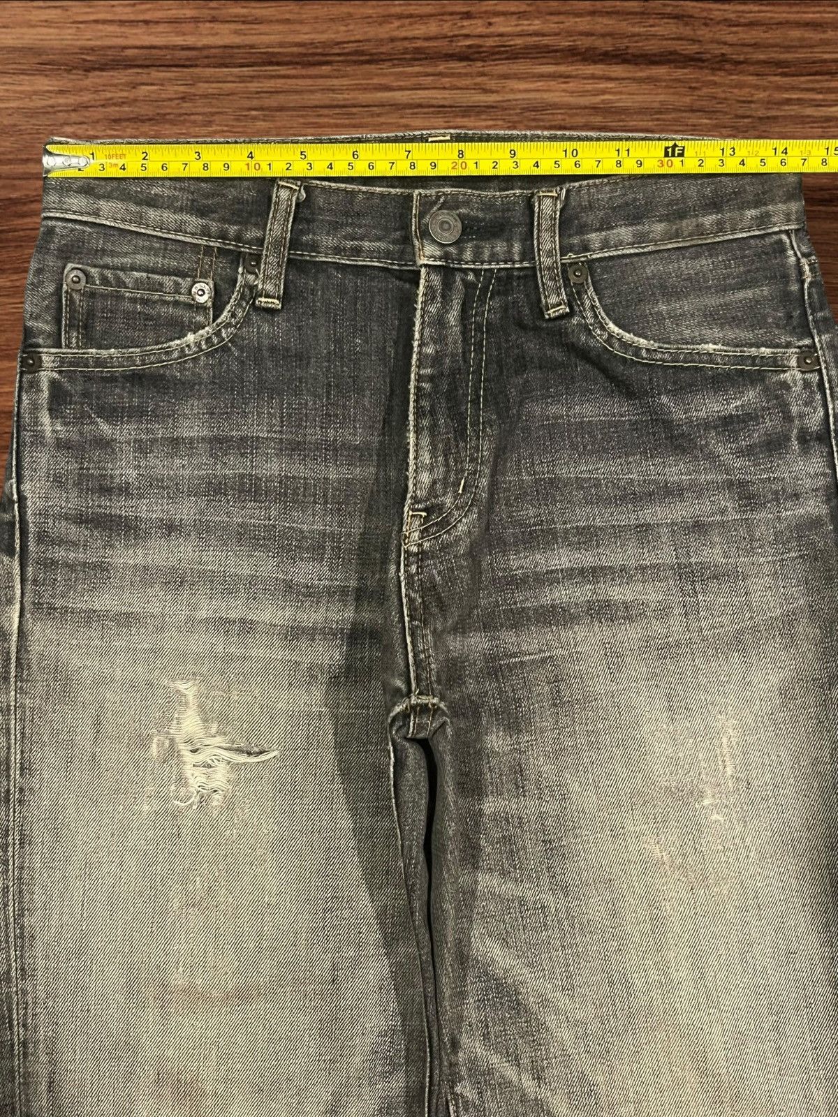 Japanese Brand × Jun Takahashi × Uniqlo Vintage Japanese Brand Uniqlo Rusty Grey Washed Frayed Jeans Size US 28 / EU 44 - 12 Thumbnail