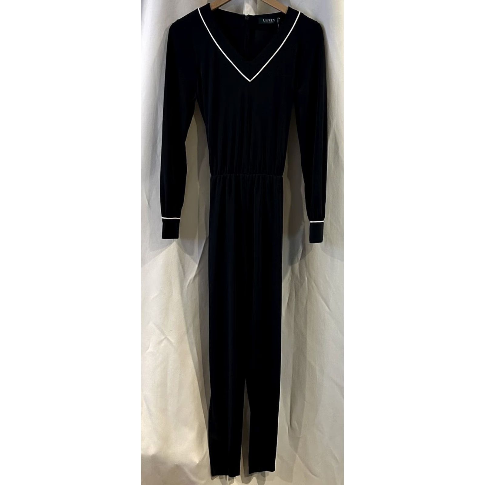 Ralph Lauren Ralph Lauren Navy Blue Knit Jumpsuit One-Piece V-Neck Zip Closure Pockets Leggings Included Regular Size M Women Size 32" / US 10 / IT 46 - 2 Thumbnail