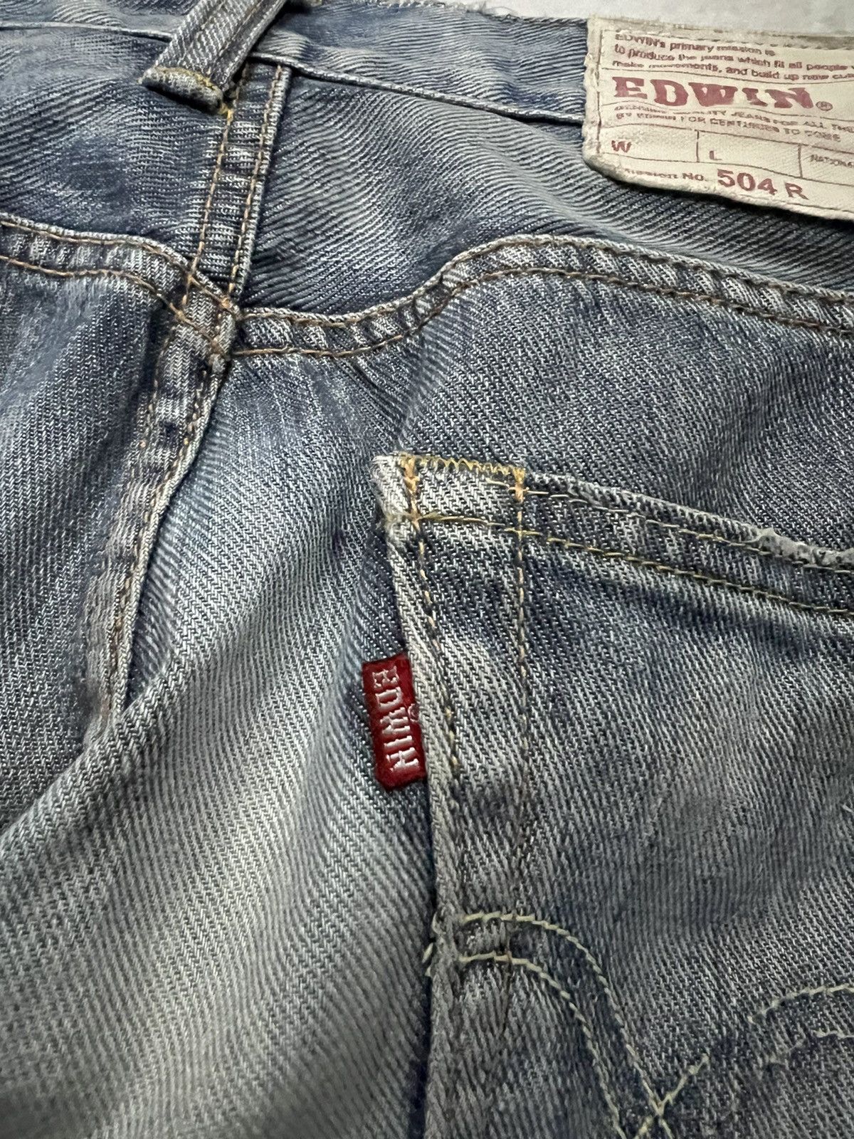Edwin × If Six Was Nine × Le Grande Bleu (L.G.B.) VINTAGE EDWIN 504 R MUD WASH DISTRESS JEANS Size US 30 / EU 46 - 14 Thumbnail