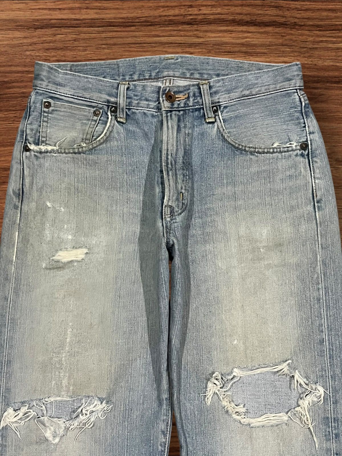 Edwin × Vintage Vintage Edwin 505X Blue Washed Distressed Selvedge Jeans Size US 29 - 4 Thumbnail
