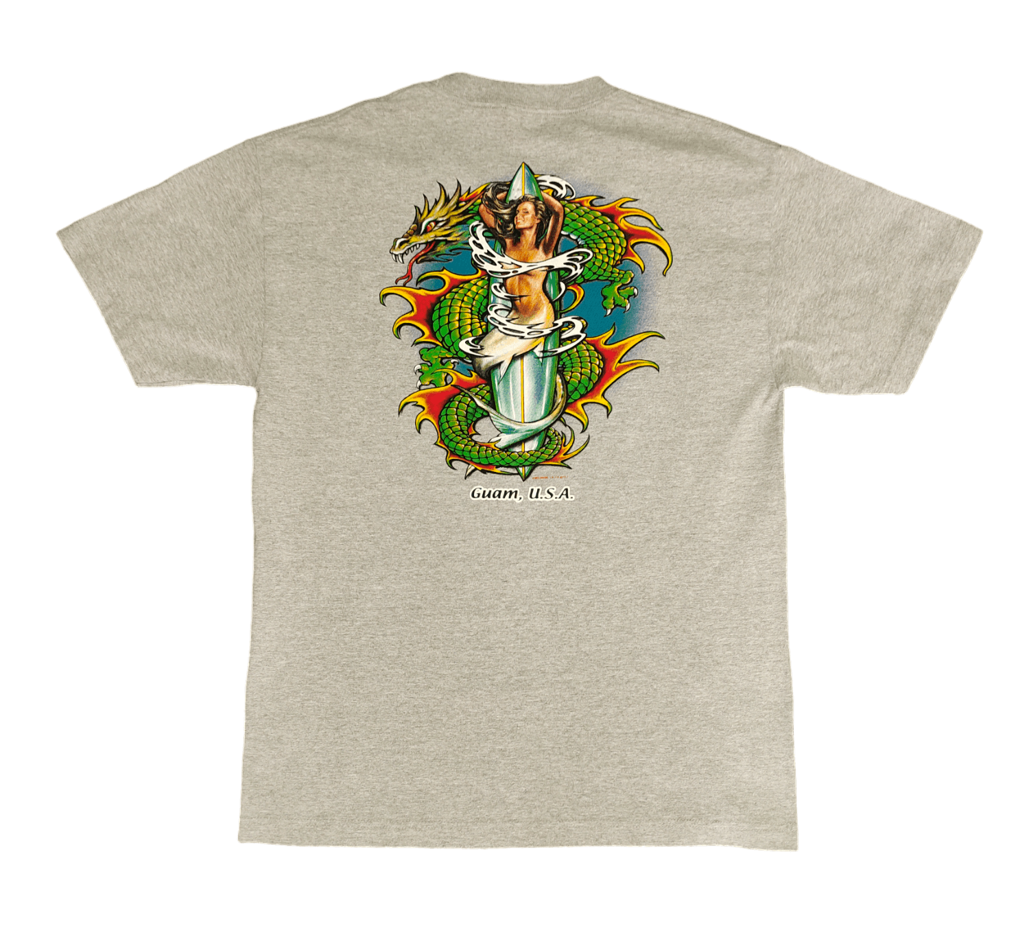 Vintage Vintage 90s Guam Usa Dragon & Mermaid Art Surfing T-Shirt Size US L / EU 52-54 / 3 - 1 Thumbnail