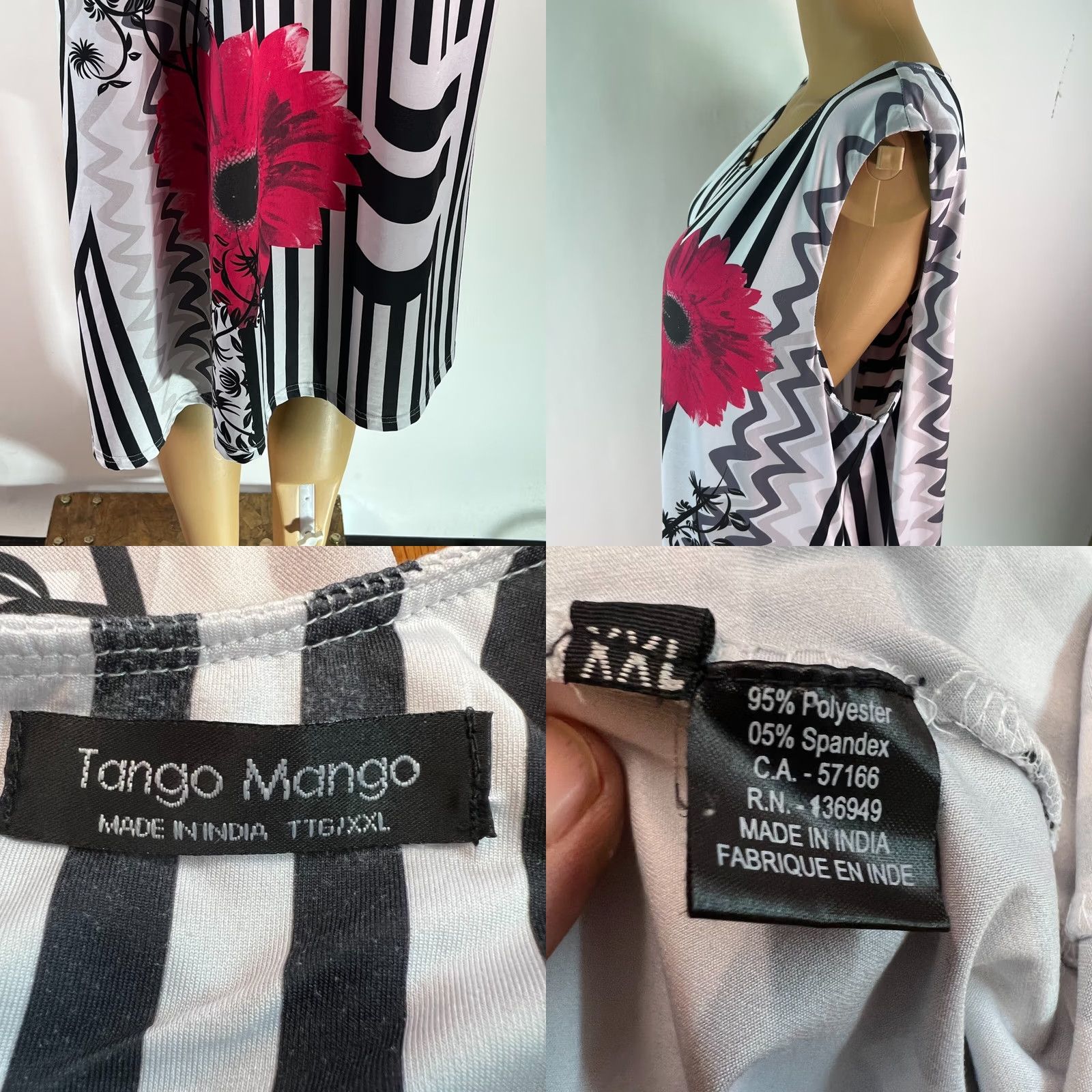Mango Tango Mango Black Striped Sleeveless Round Neck Knit Shift Dress XXL Womens Knee Length Pockets Cardiganless Casual Shirtwear Style Classic Size XXL / US 16-18 / IT 52-54 - 8 Thumbnail