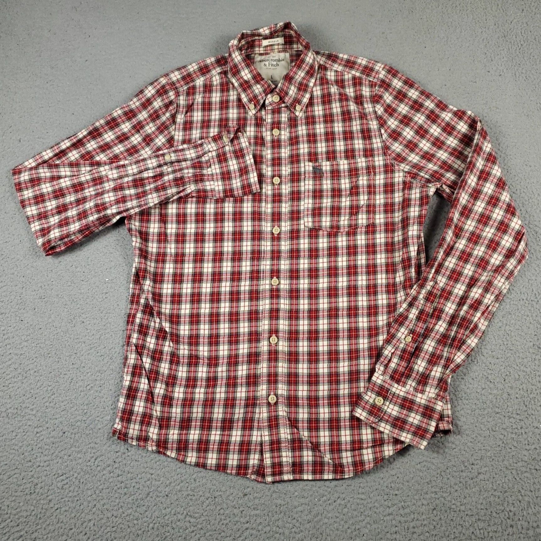 Abercrombie & Fitch VINTAGE Abercrombie & Fitch Shirt Mens Large Red Plaid Button-Up Adult L Cotton Blend Classic Outdoor Casual/WorkwearMens Size US L / EU 52-54 / 3 - 3 Thumbnail