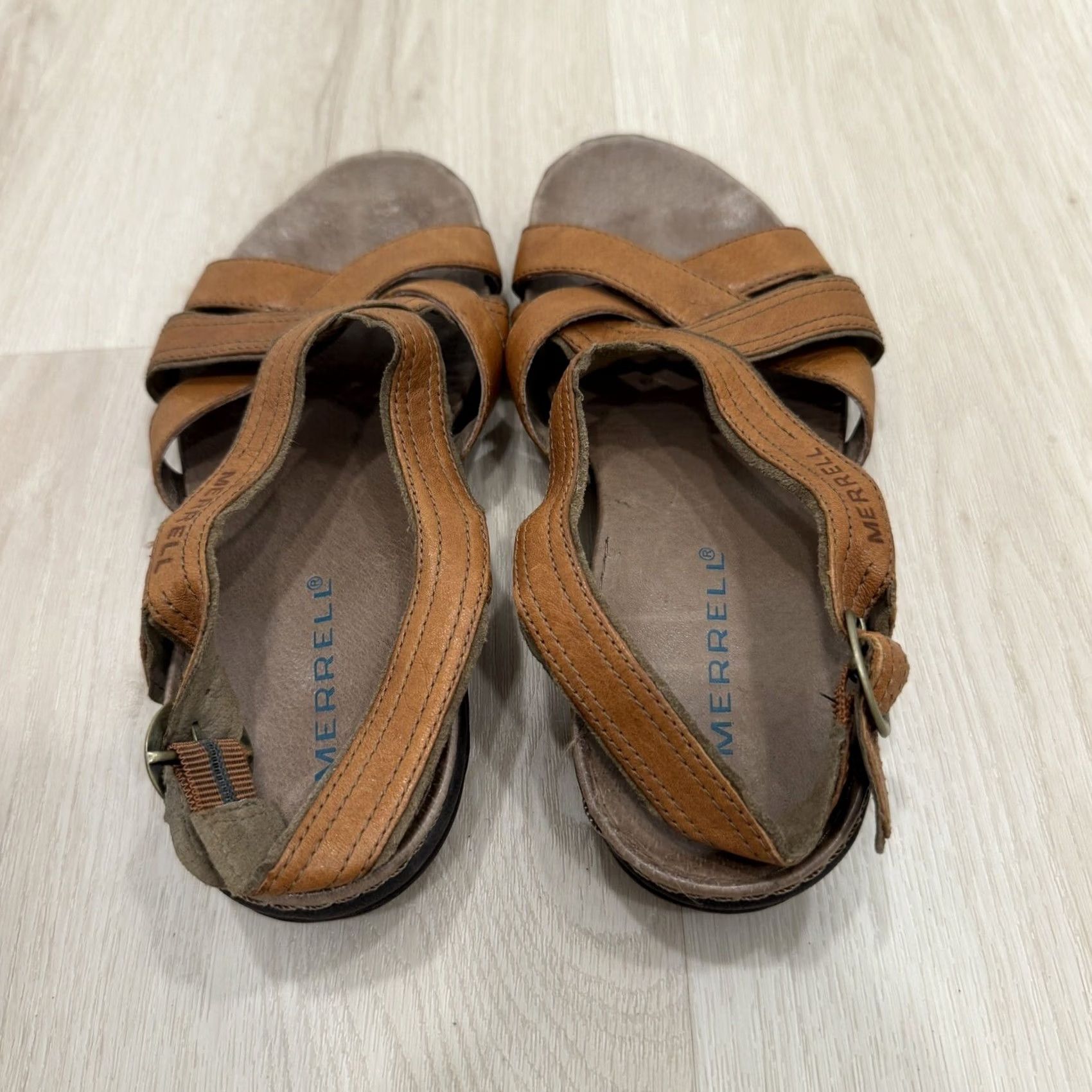Merrell Merrell Sandals Leather Cross-Strap Slingback Women Brown 6 US Size US 6 / IT 36 - 6 Thumbnail