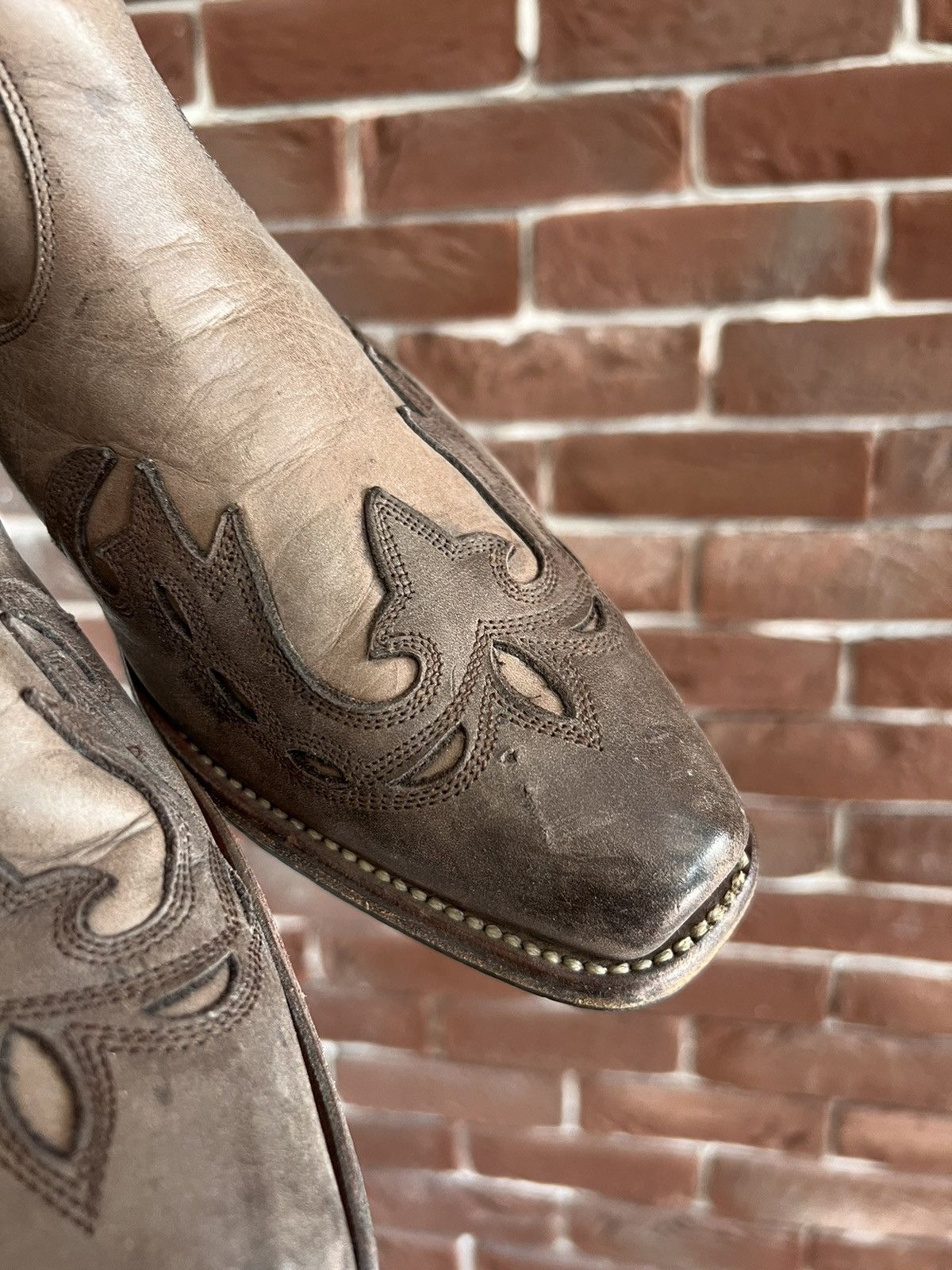 Handmade Vintage Sancho Genuine Leather Brown Western Cowboy Boots Size US 7 / EU 40 - 10 Thumbnail