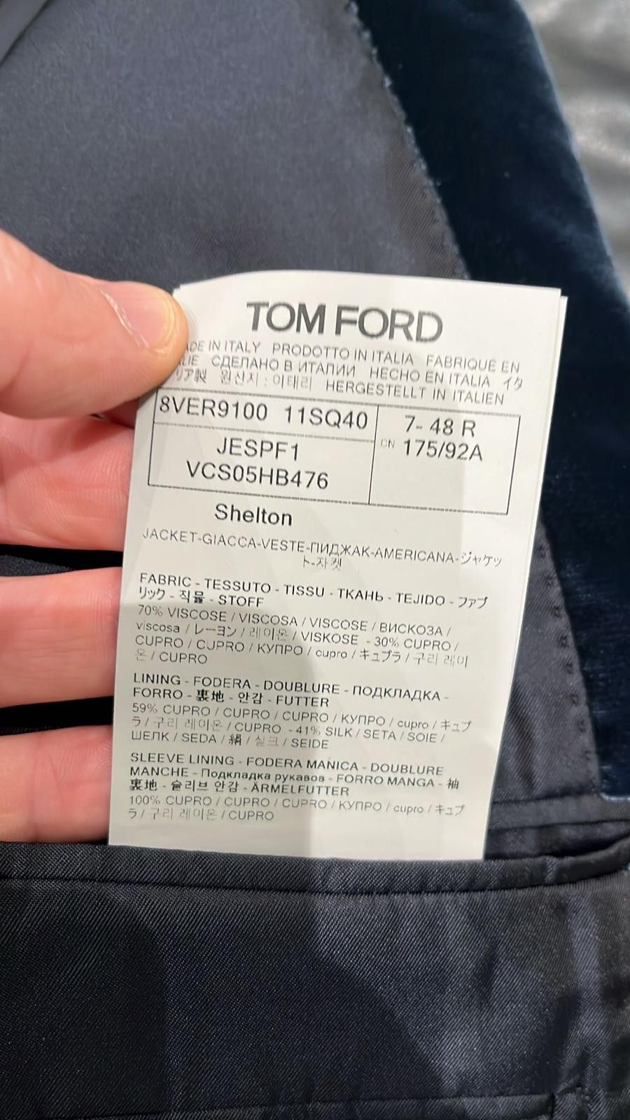 Tom Ford o1loc1c0126 JESPF1 Velvet Jacket in Blue Size US M / EU 48-50 / 2 - 2 Thumbnail