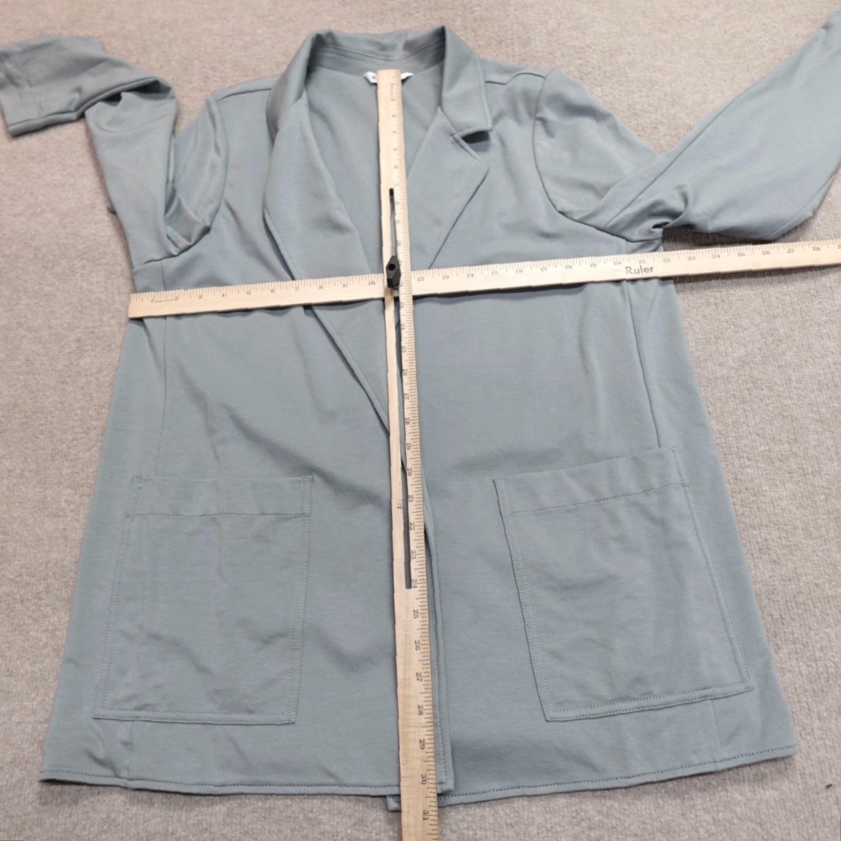 Athleta Athleta Blazer Women 16 Blue Solid Open Front Patch Pockets Tuxedo Mid-Length Size XXL / US 16-18 / IT 52-54 - 7 Thumbnail