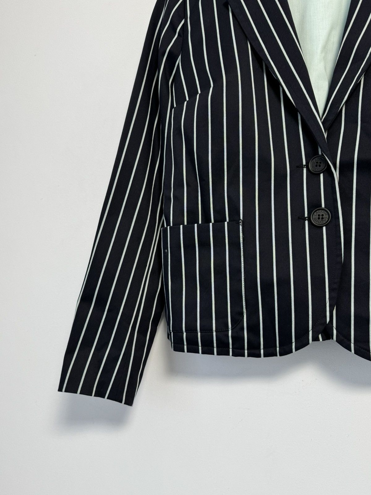 Lacoste LACOSTE Womens 2 Button Blazer Jacket Medium Black Striped Size M / US 6-8 / IT 42-44 - 4 Thumbnail