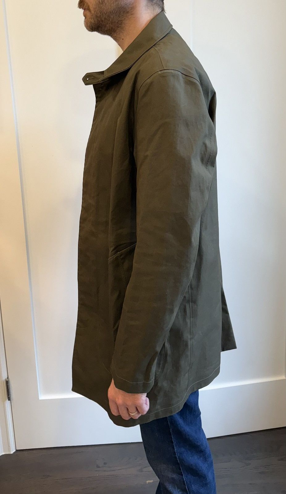 Club Monaco Green Trench (Waxy/Stiff Cotton) Size US L / EU 52-54 / 3 - 5 Thumbnail